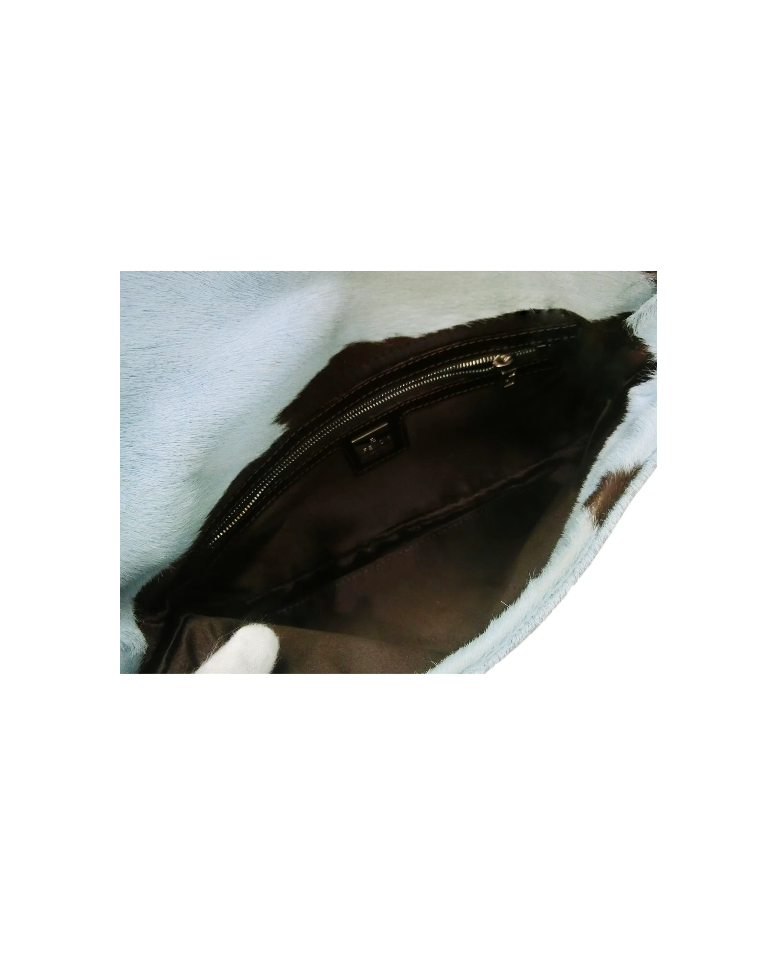 Fendi 2000s Rare Blue and Brown Pony Hair Baguette - Image 5