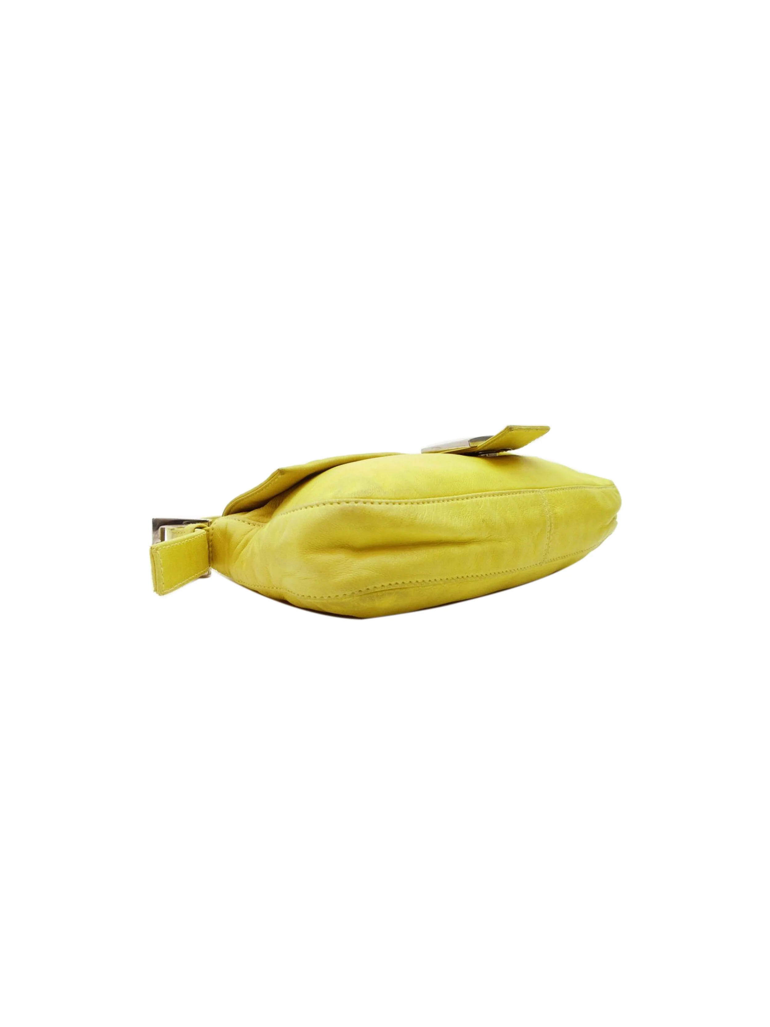 Fendi 2000s Yellow and Green Leather Baguette - Image 4