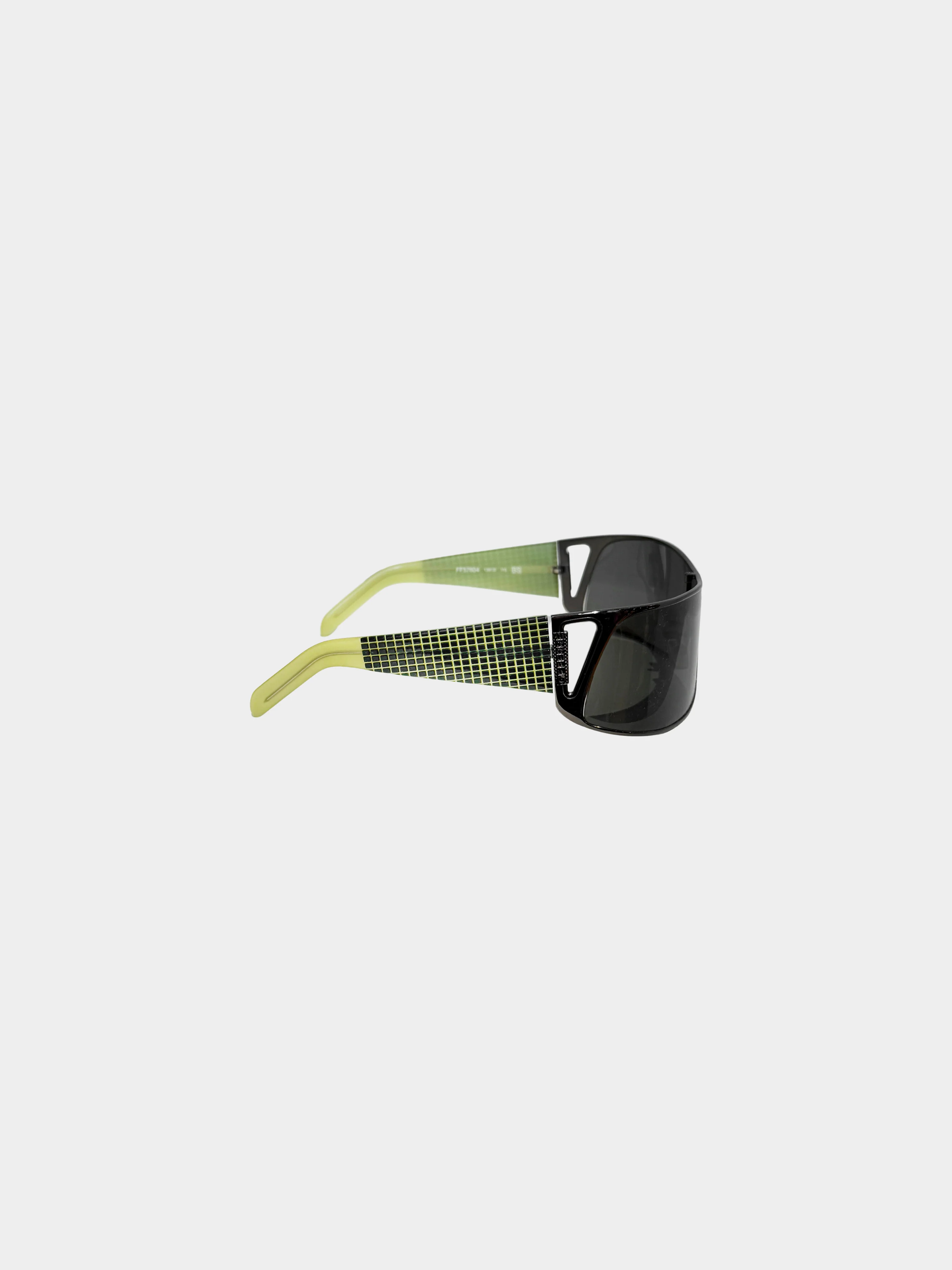 Gianfranco Ferre 2000s Gunmetal and Green Shield Sunglasses - Image 3