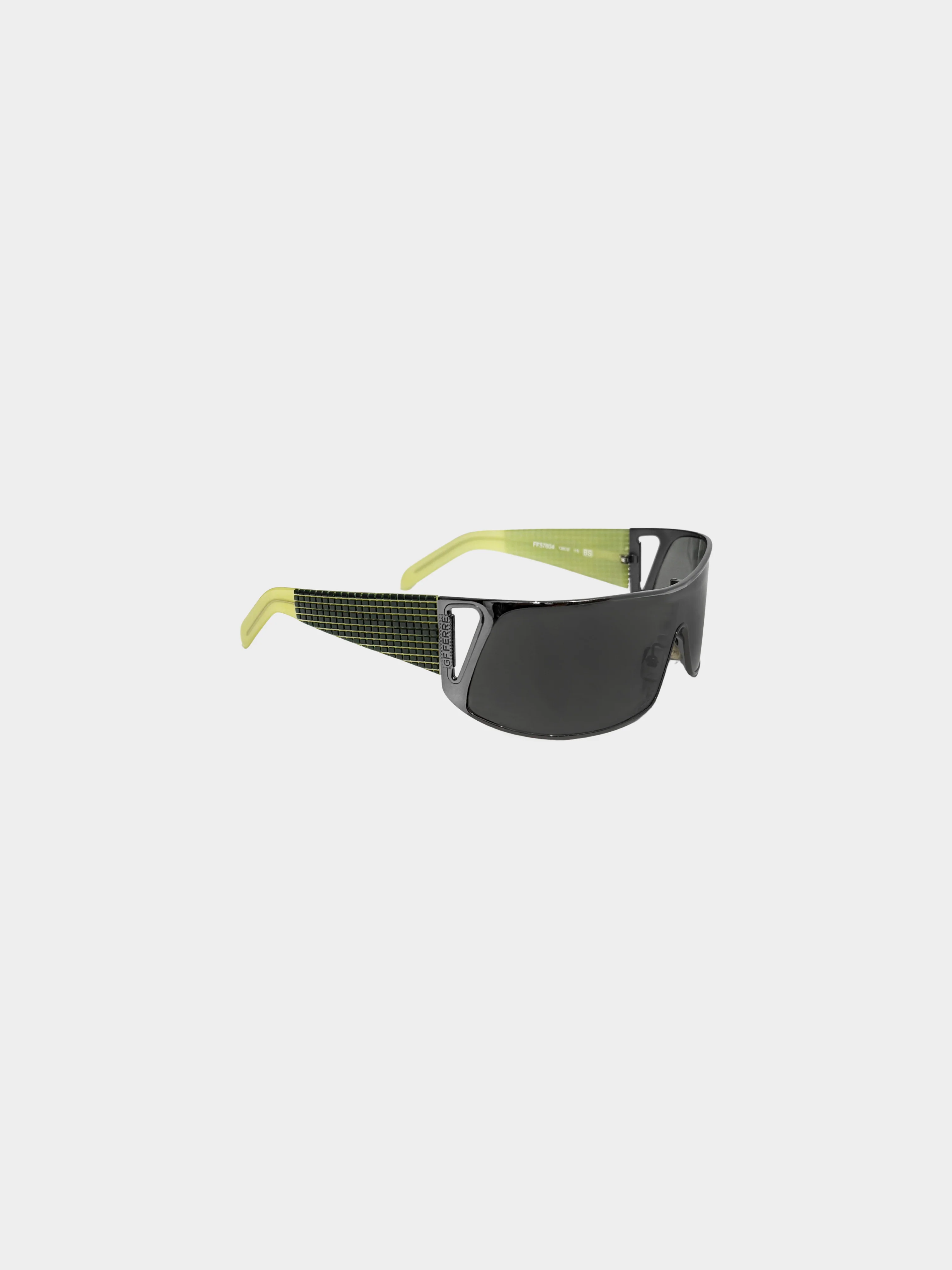 Gianfranco Ferre 2000s Gunmetal and Green Shield Sunglasses - Image 4