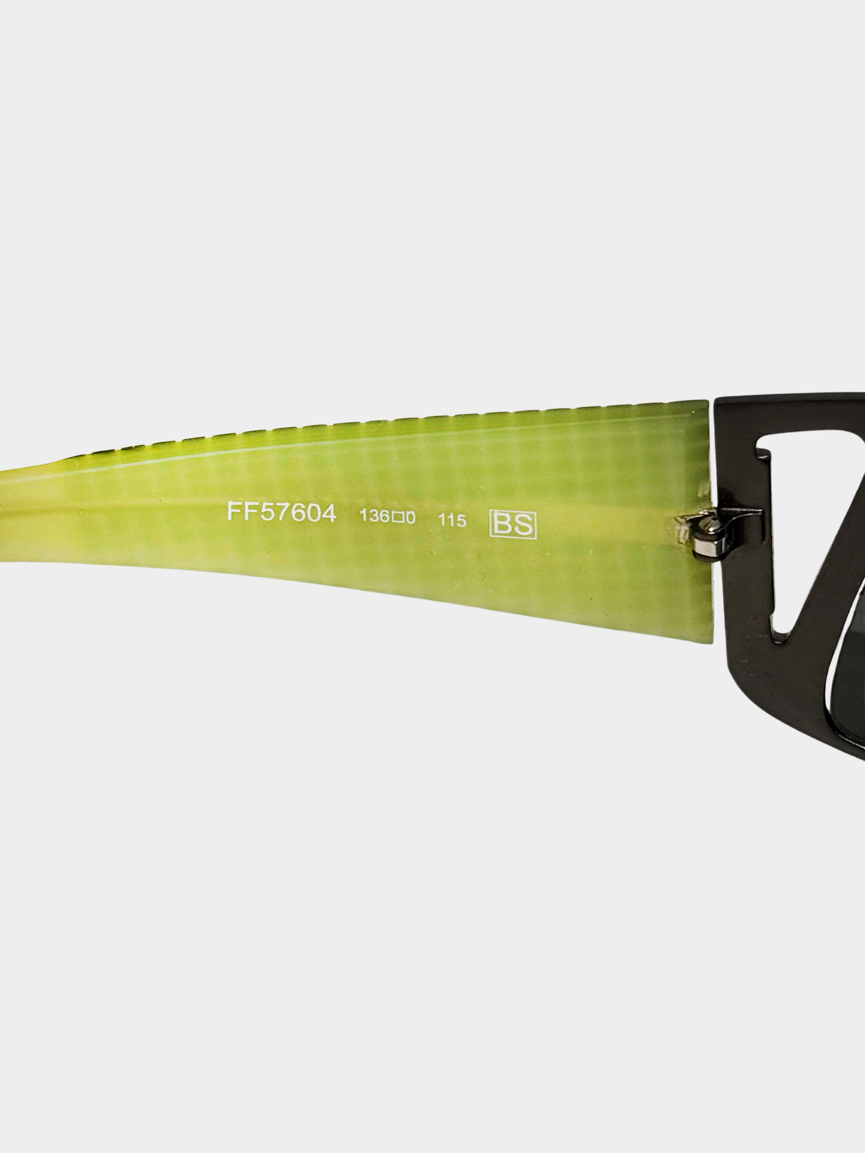Gianfranco Ferre 2000s Gunmetal and Green Shield Sunglasses - Image 5