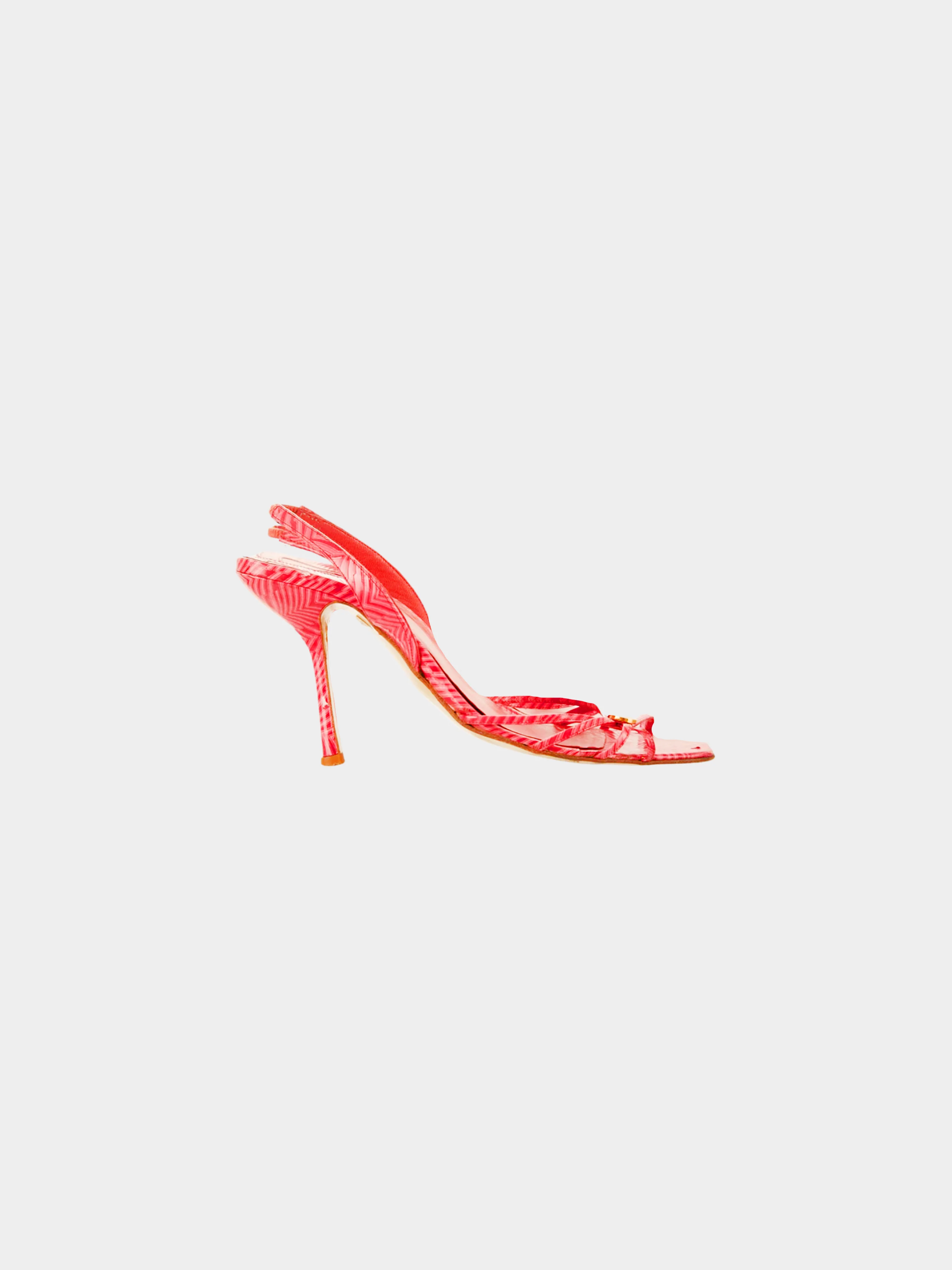 Gianni Versace 1990s Hot Pink Graphic Heels