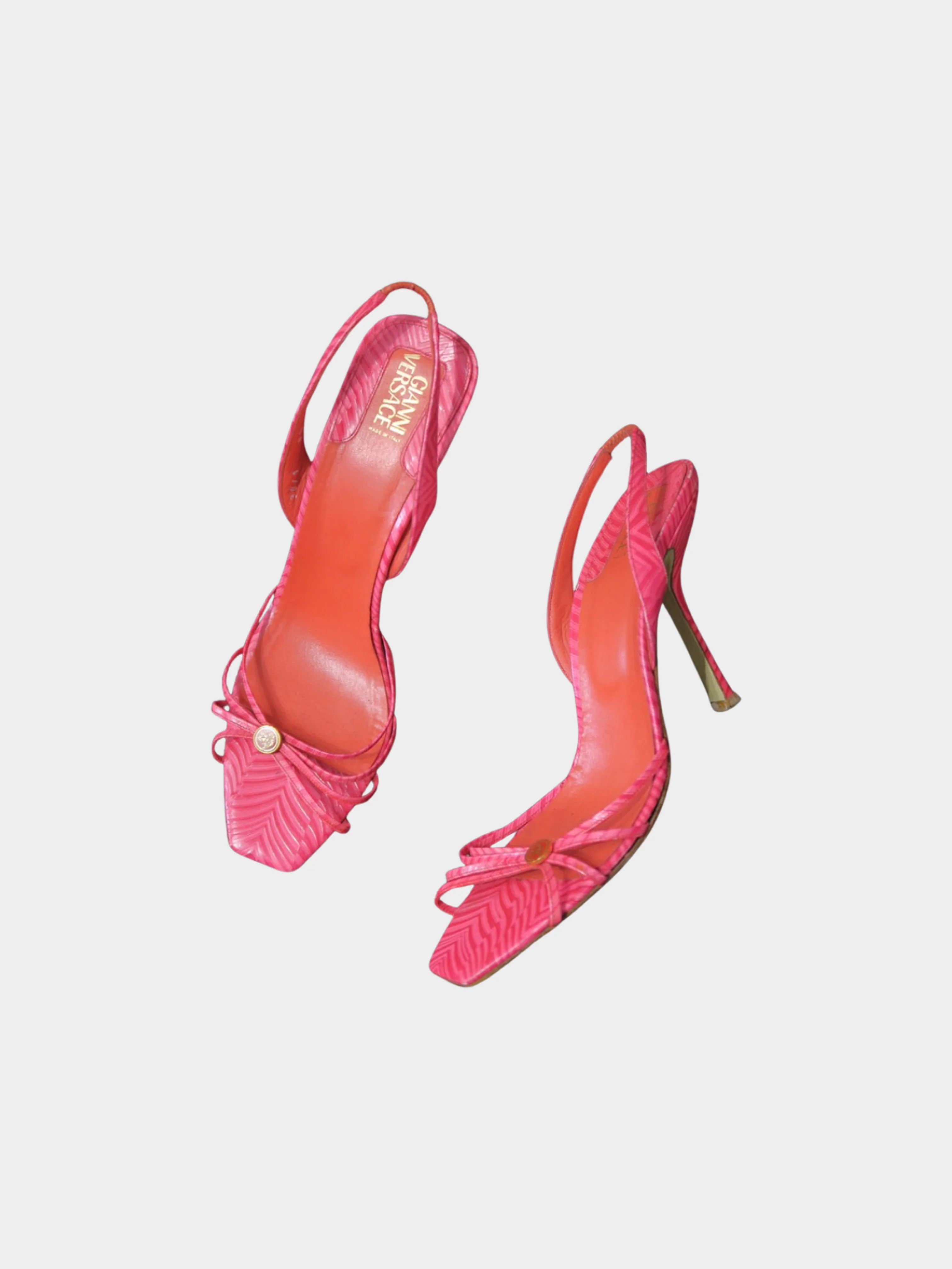 Gianni Versace 1990s Hot Pink Graphic Heels - Image 2