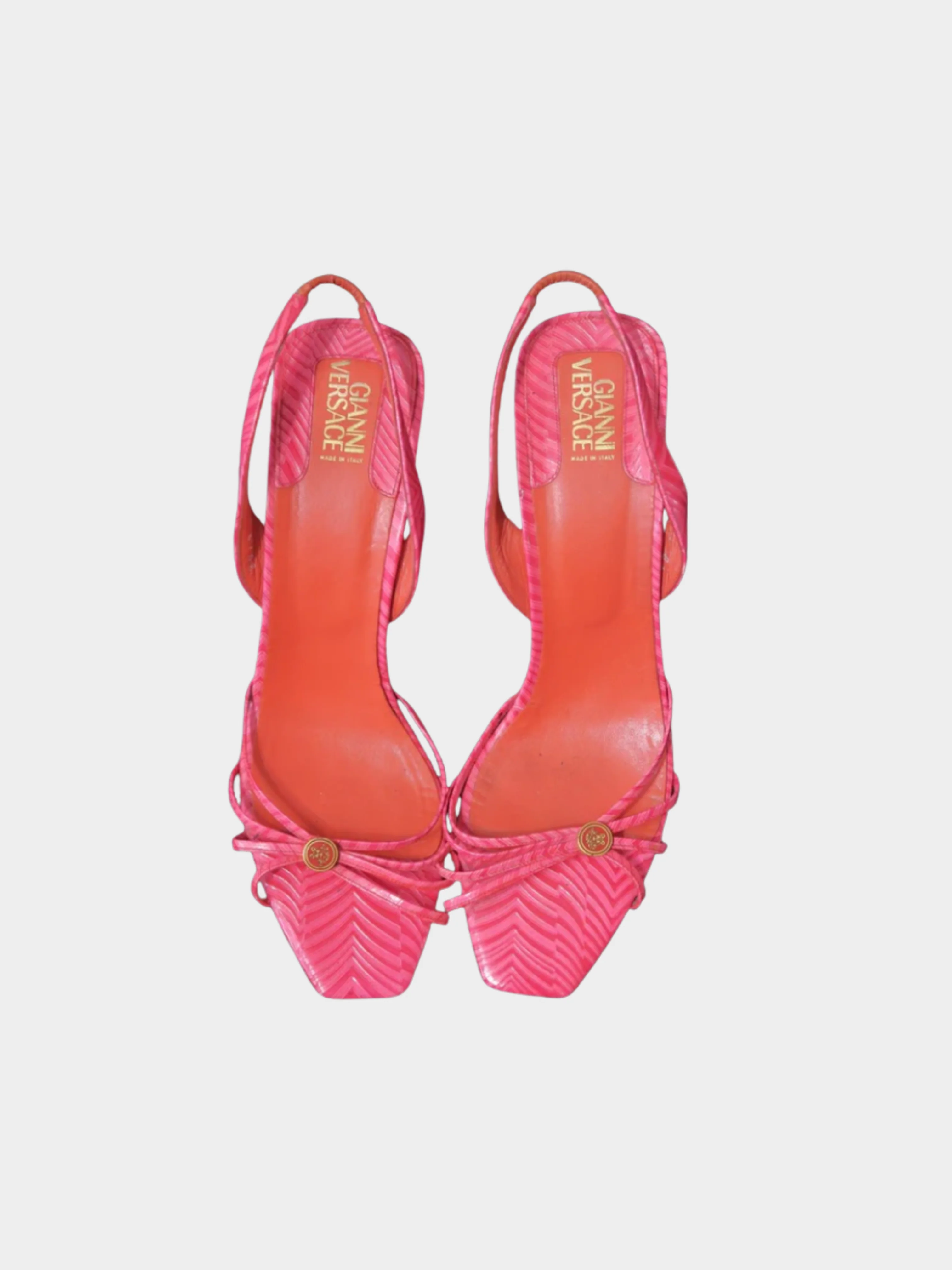 Gianni Versace 1990s Hot Pink Graphic Heels - Image 3