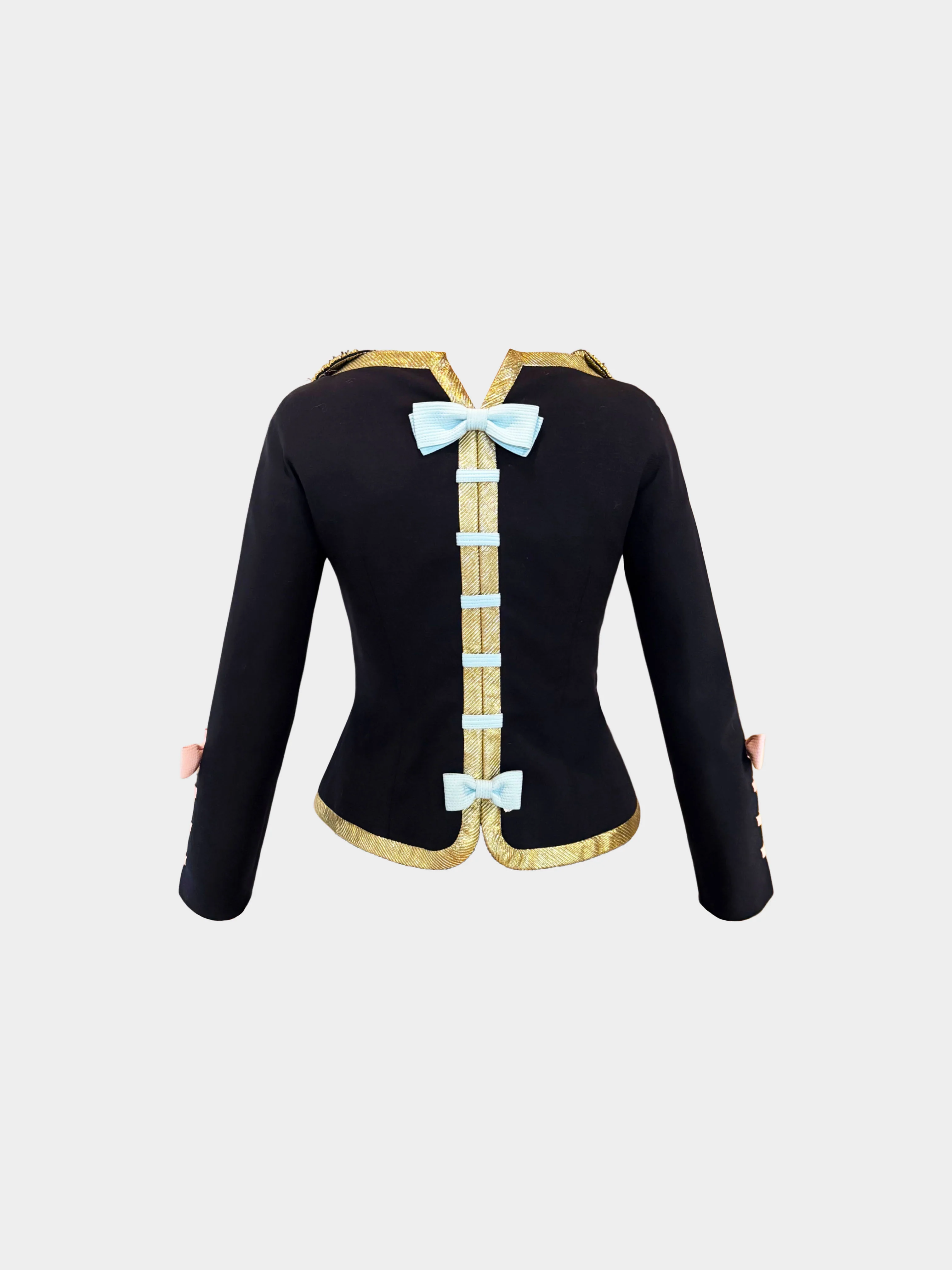 Gianni Versace Early 1990s Dark Blue and Gold Bejewelled Wool Evening Suit - Image 2