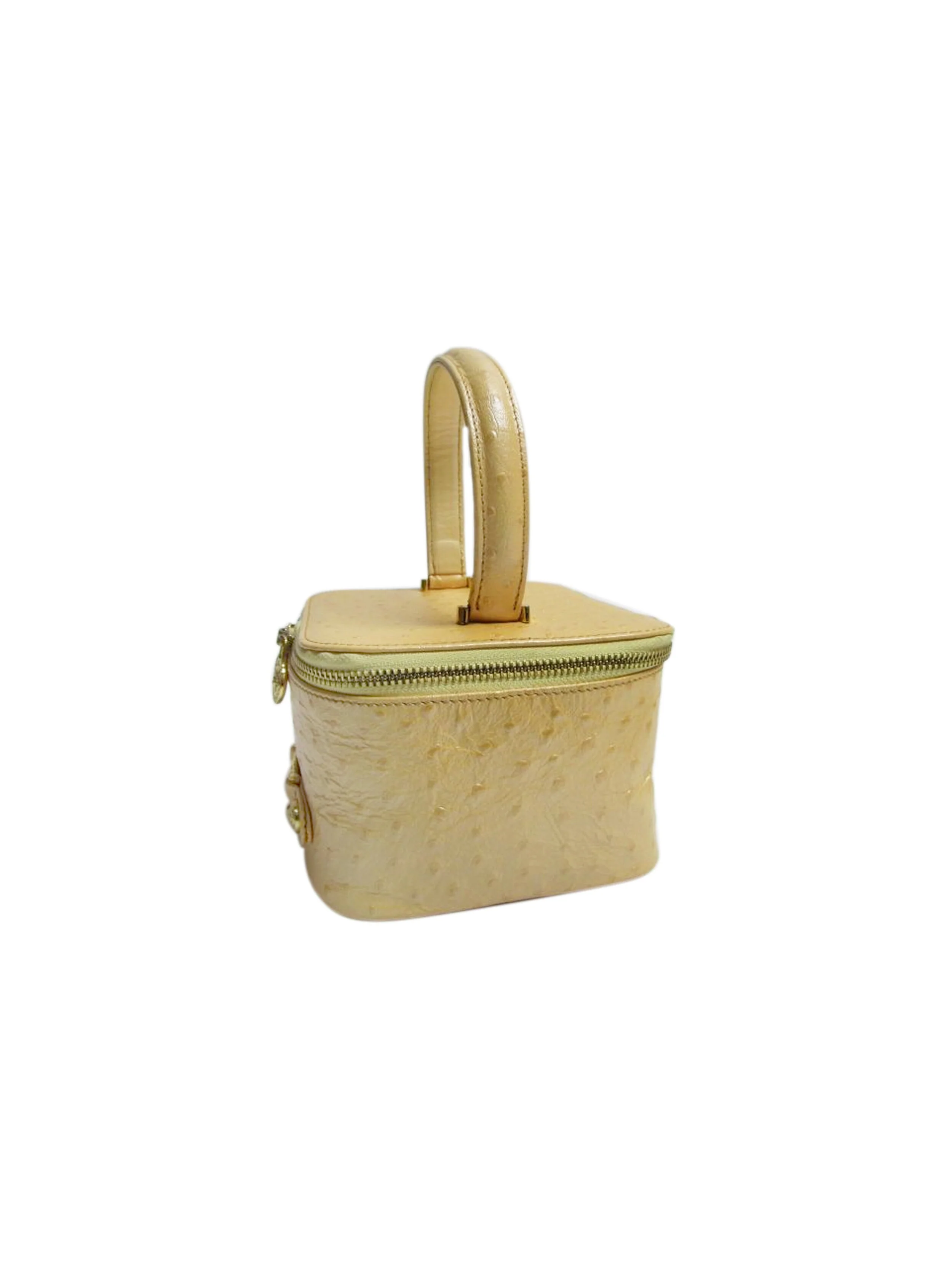 Gianni Versace 2000s Beige Ostrich Leather Vanity Bag - Image 2