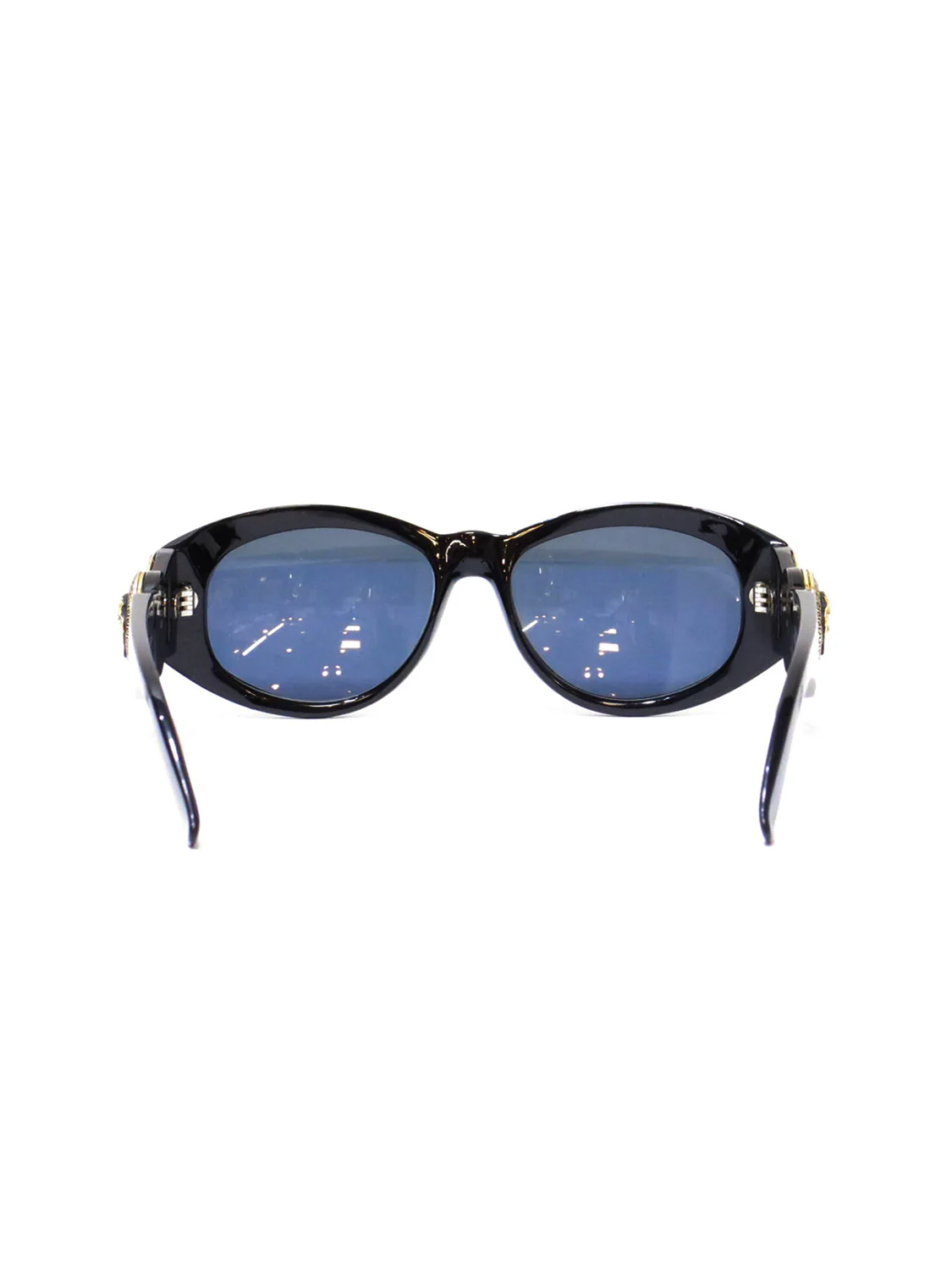 Gianni Versace 2000s Blue Tinted Gold Coin Sunglasses - Image 4
