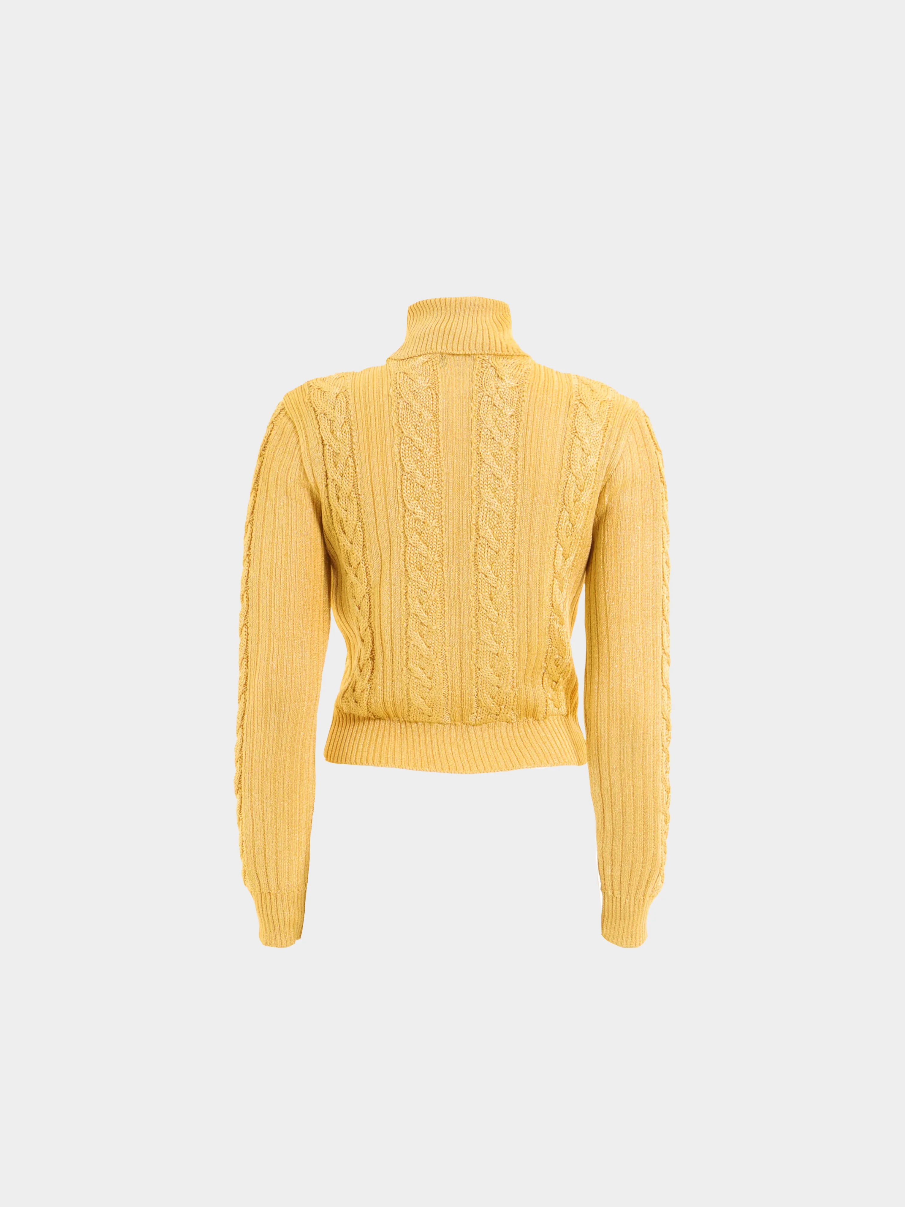 Gianni Versace Couture FW 1994 Gold Lurex Turtleneck Sweater - Image 2