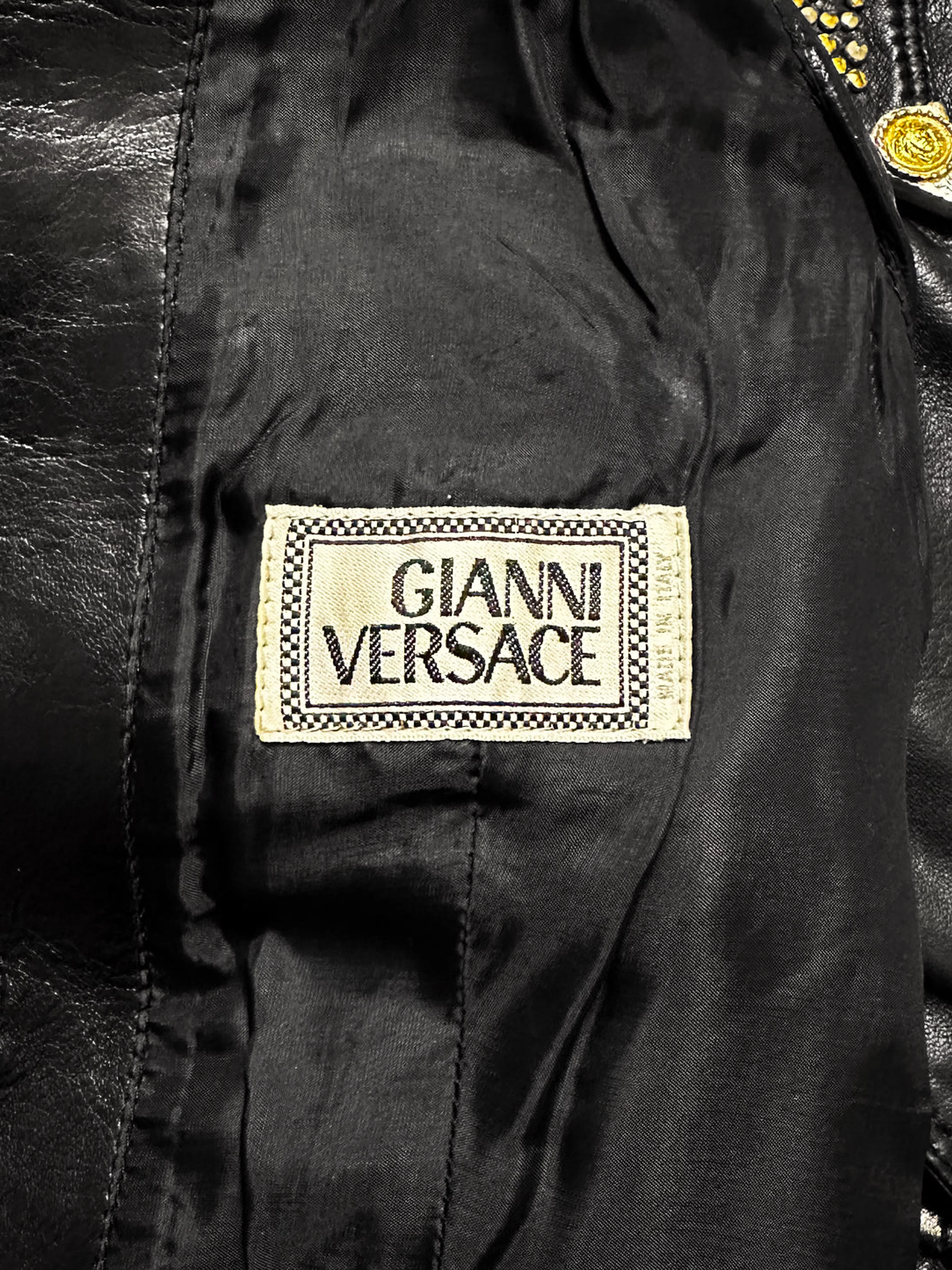 Gianni Versace FW 1992 Black Leather Vest with Metal Studs - Image 3