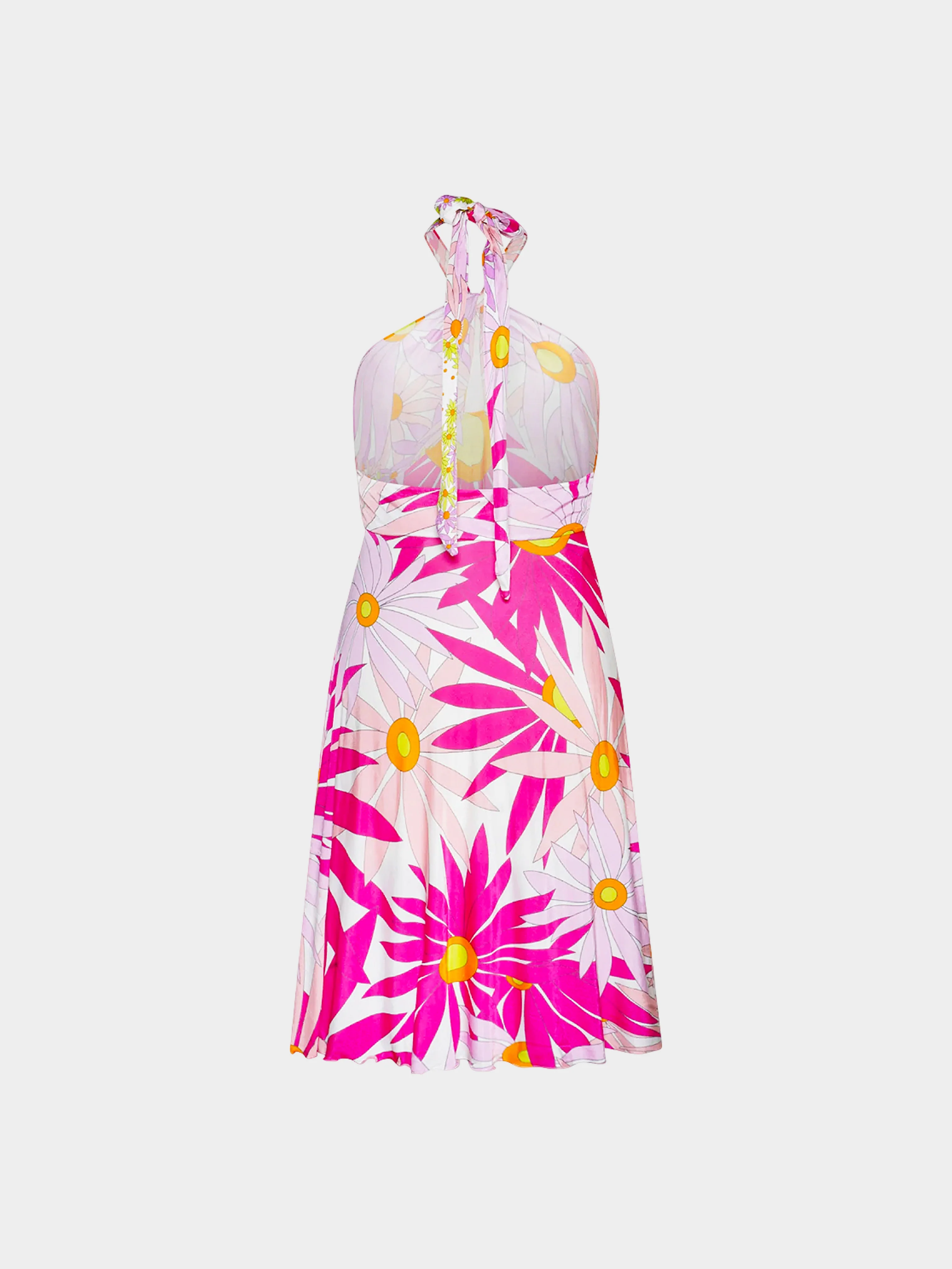 Versace SS 2000 Pink Floral Halter Dress - Image 2