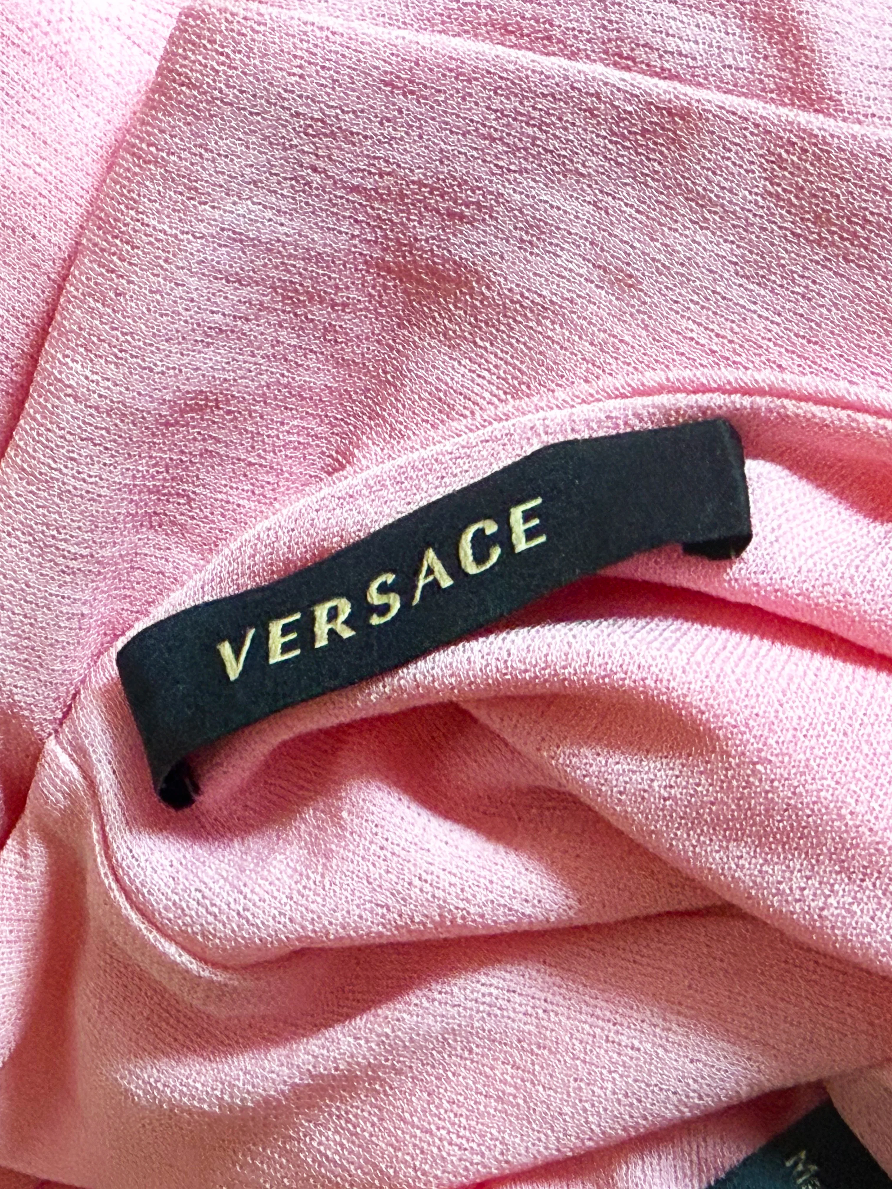Gianni Versace SS 2007 Pink Medusa Silk Backless Halter Dress - Image 3