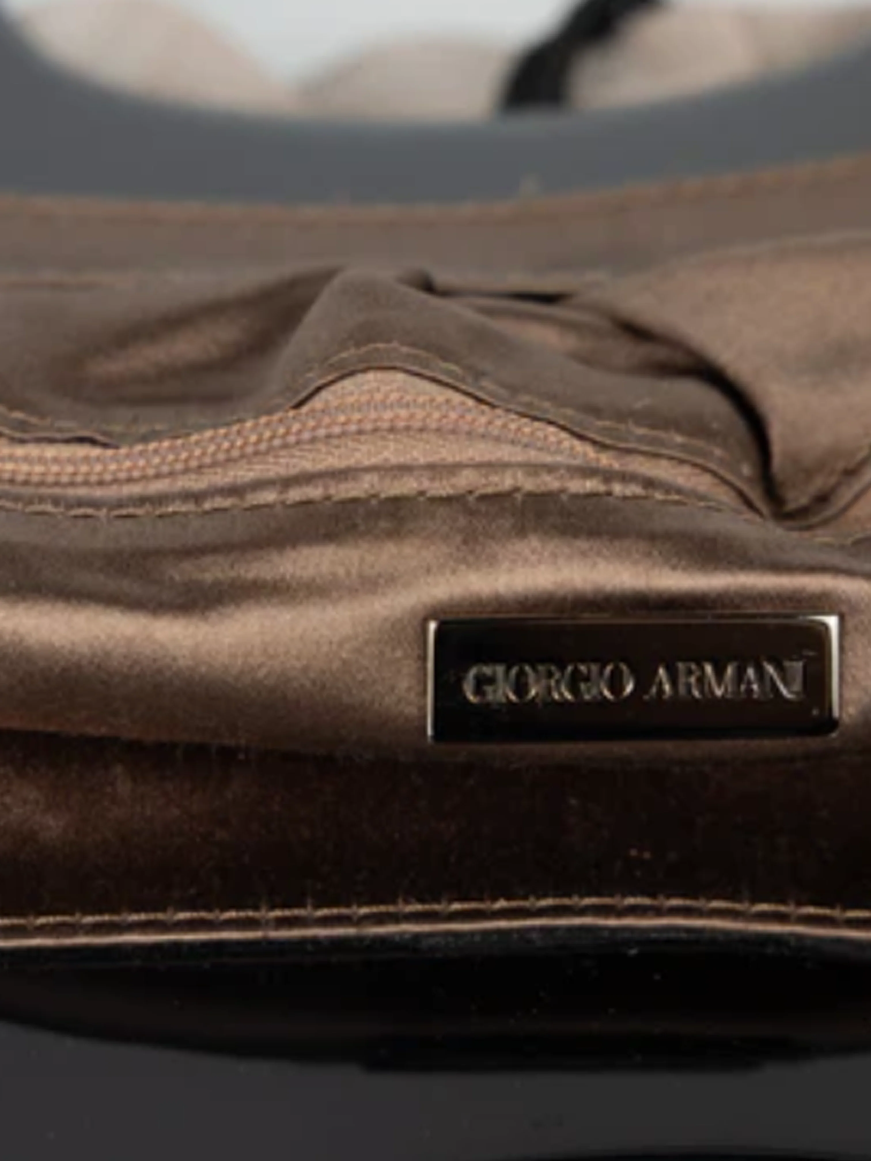 Giorgio Armani 2000s Taupe Tulle Rock Crystal Closure and Lucite Handle Bag - Image 6
