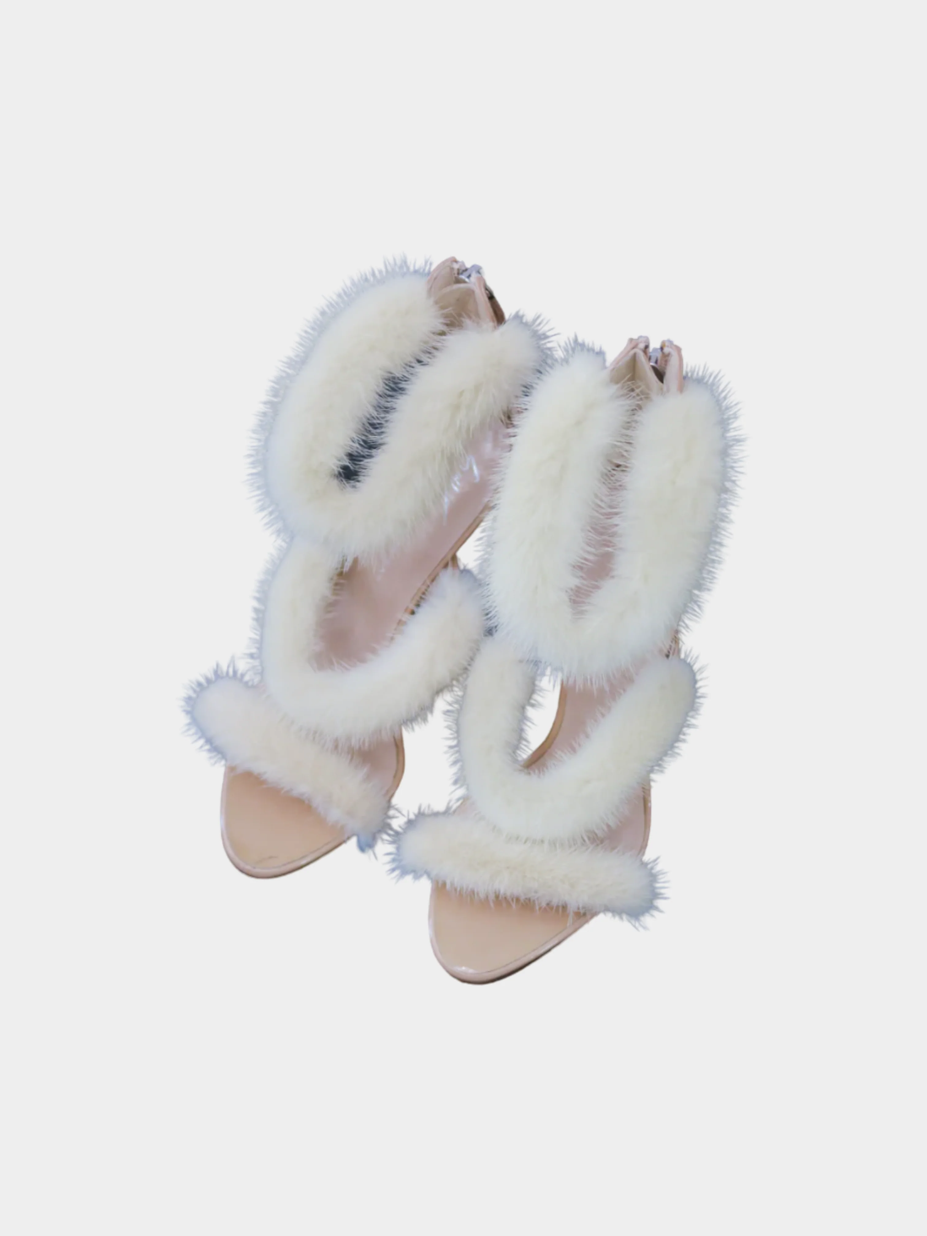 Giuseppe Zanotti 2000s Beige Fur-Trimmed Heels - Image 2
