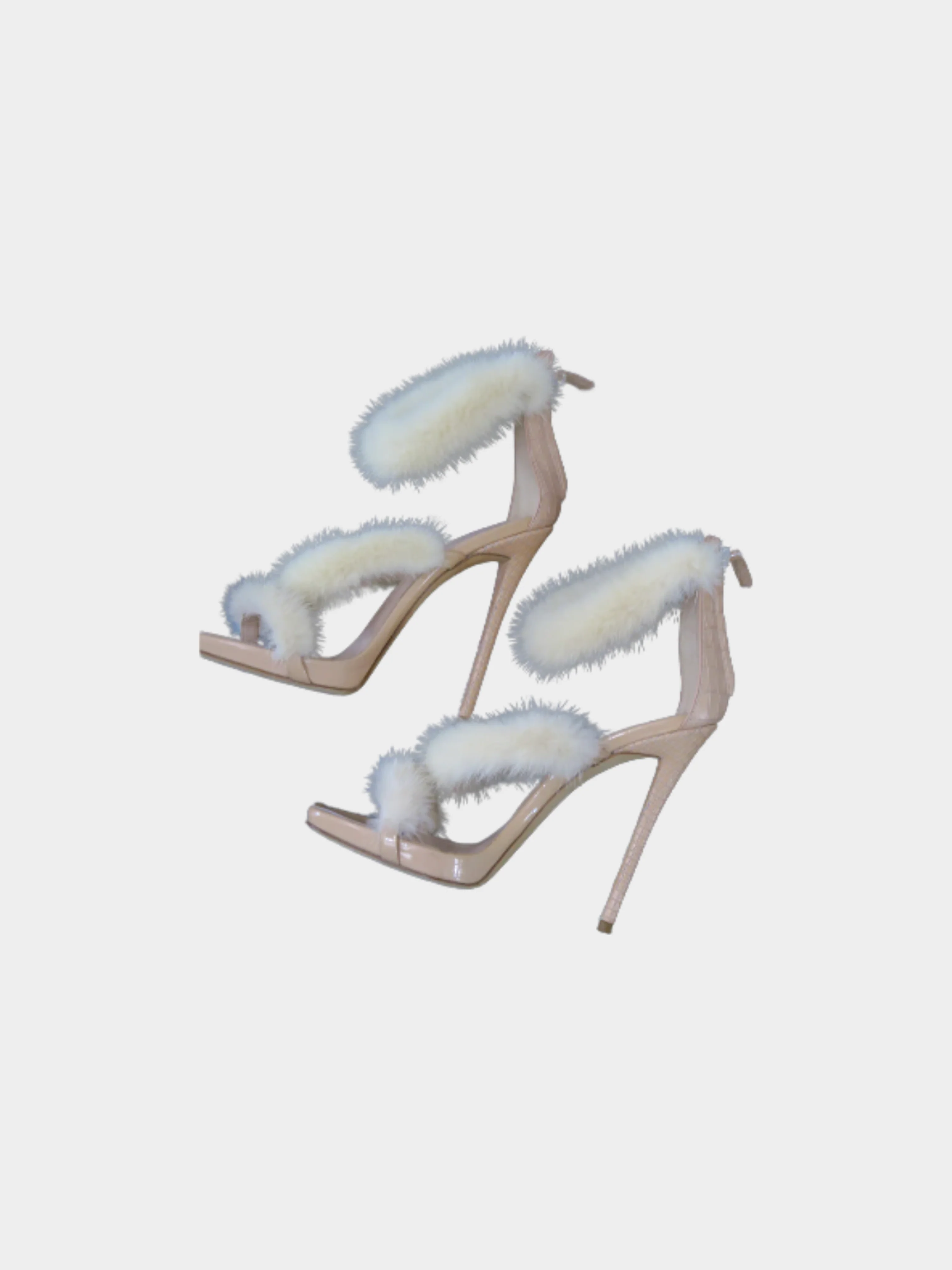 Giuseppe Zanotti 2000s Beige Fur-Trimmed Heels - Image 3