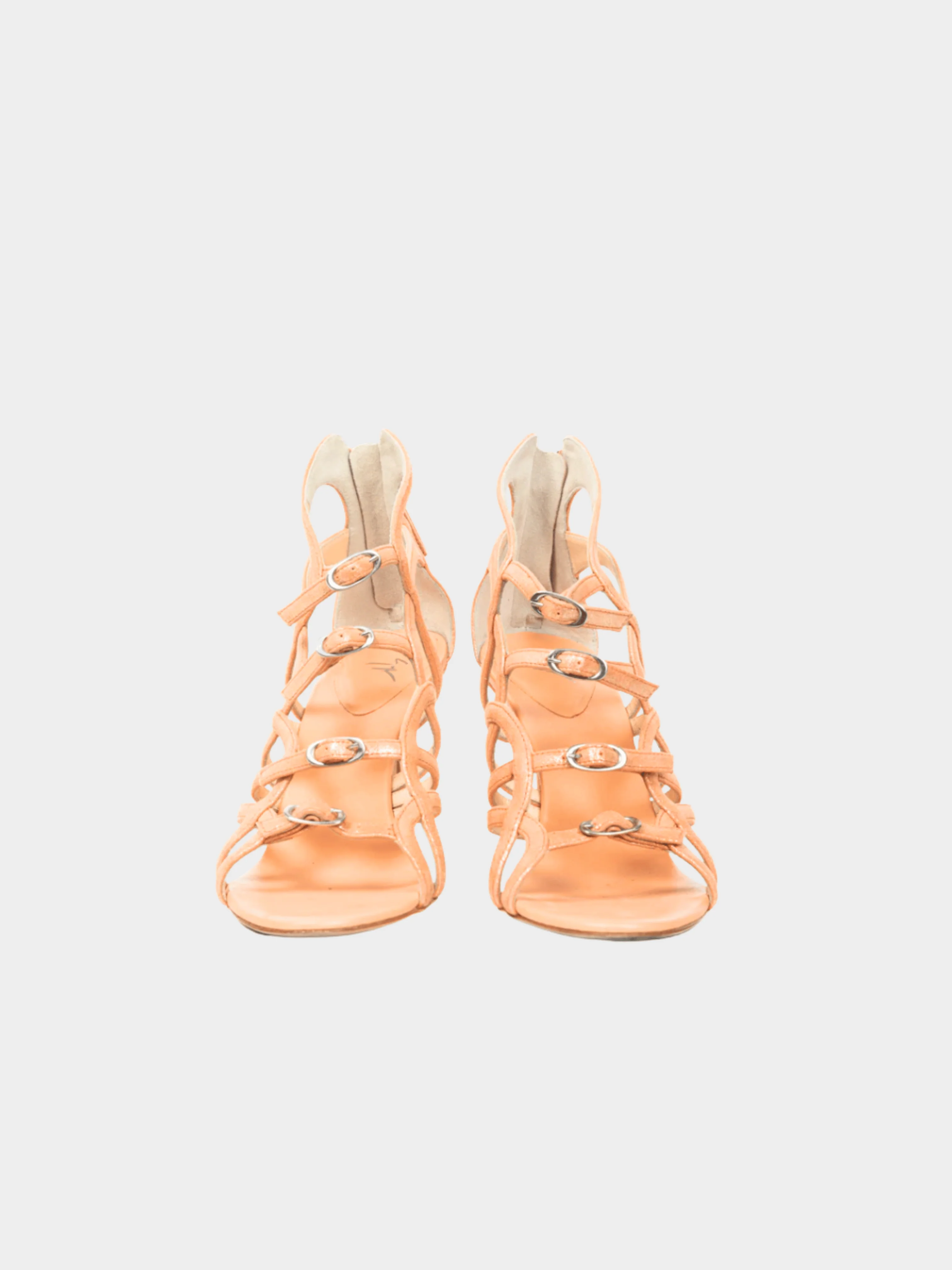 Giuseppe Zanotti 2000s Metallic Coral Suede Strappy Sandals - Image 2