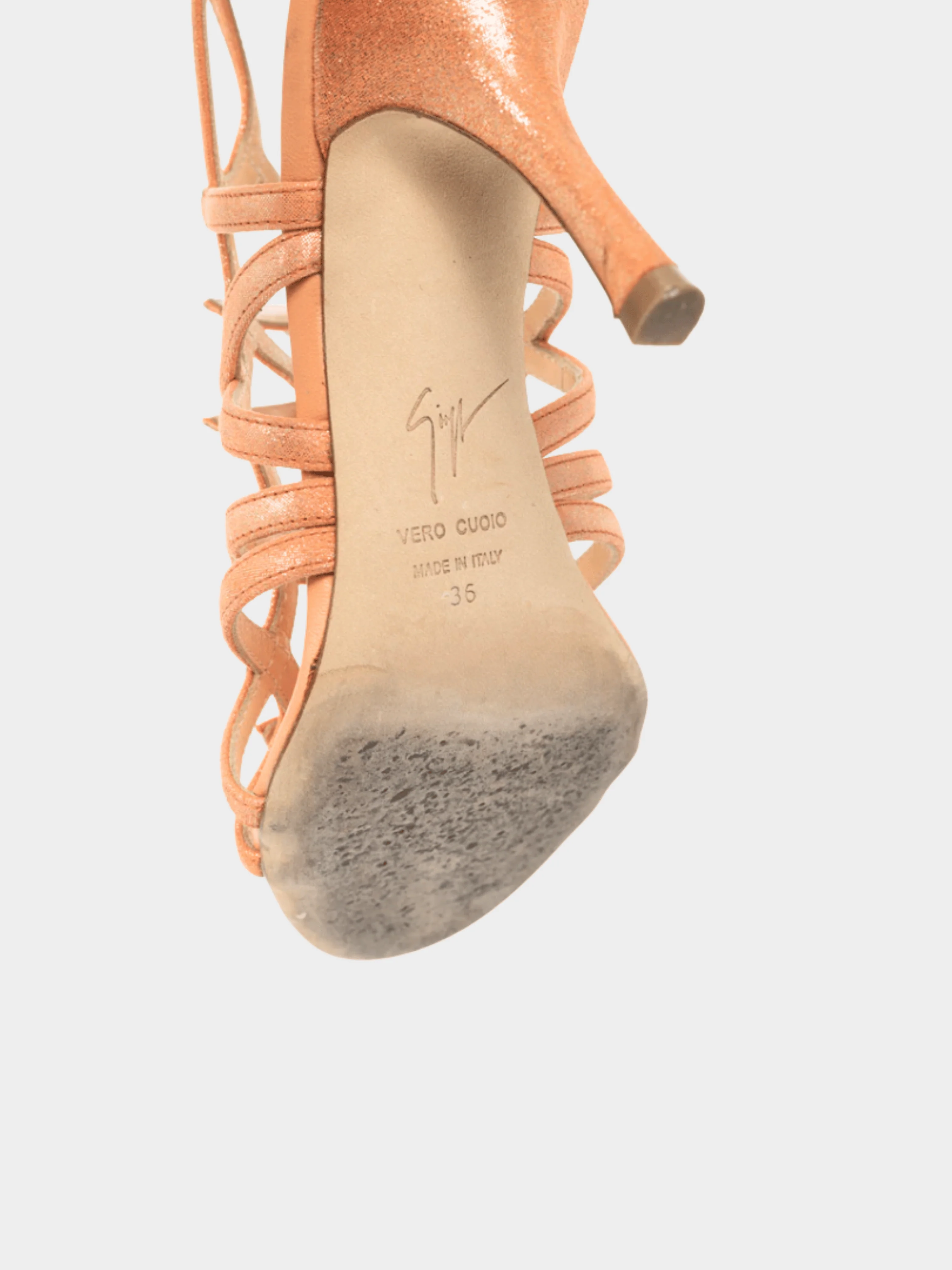 Giuseppe Zanotti 2000s Metallic Coral Suede Strappy Sandals - Image 5