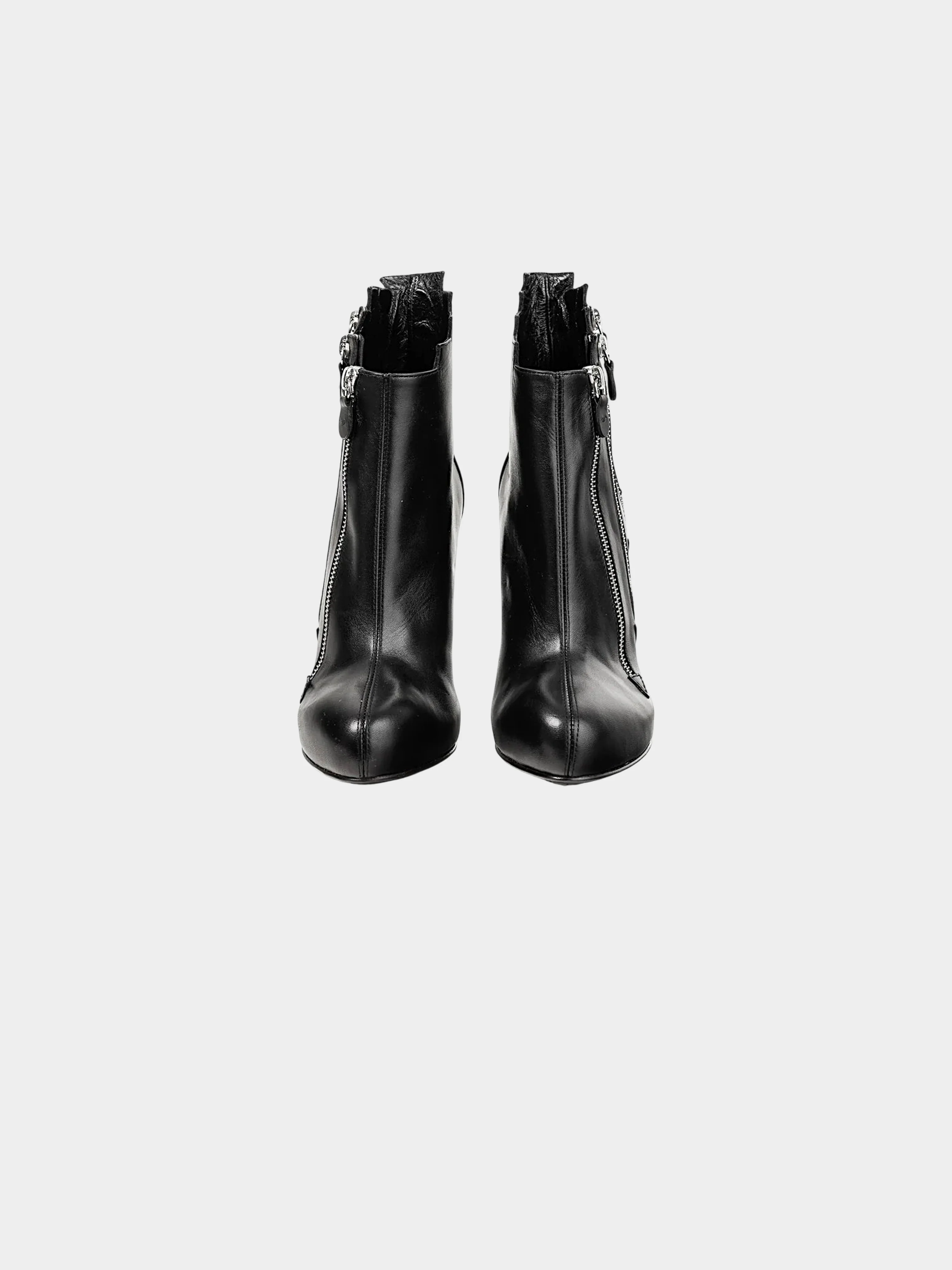 Giuseppe Zanotti 2009 Black Leather Multi-Zip Ankle Bootie - Image 2