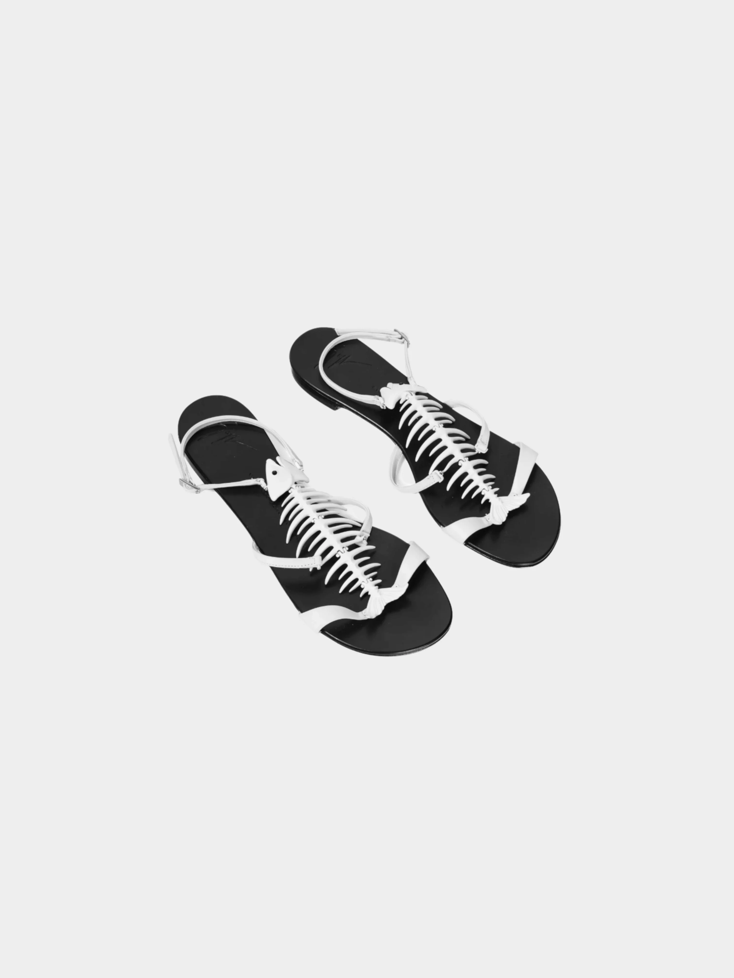 Giuseppe Zanotti 2016 White Fishbone Flat Sandals - Image 2