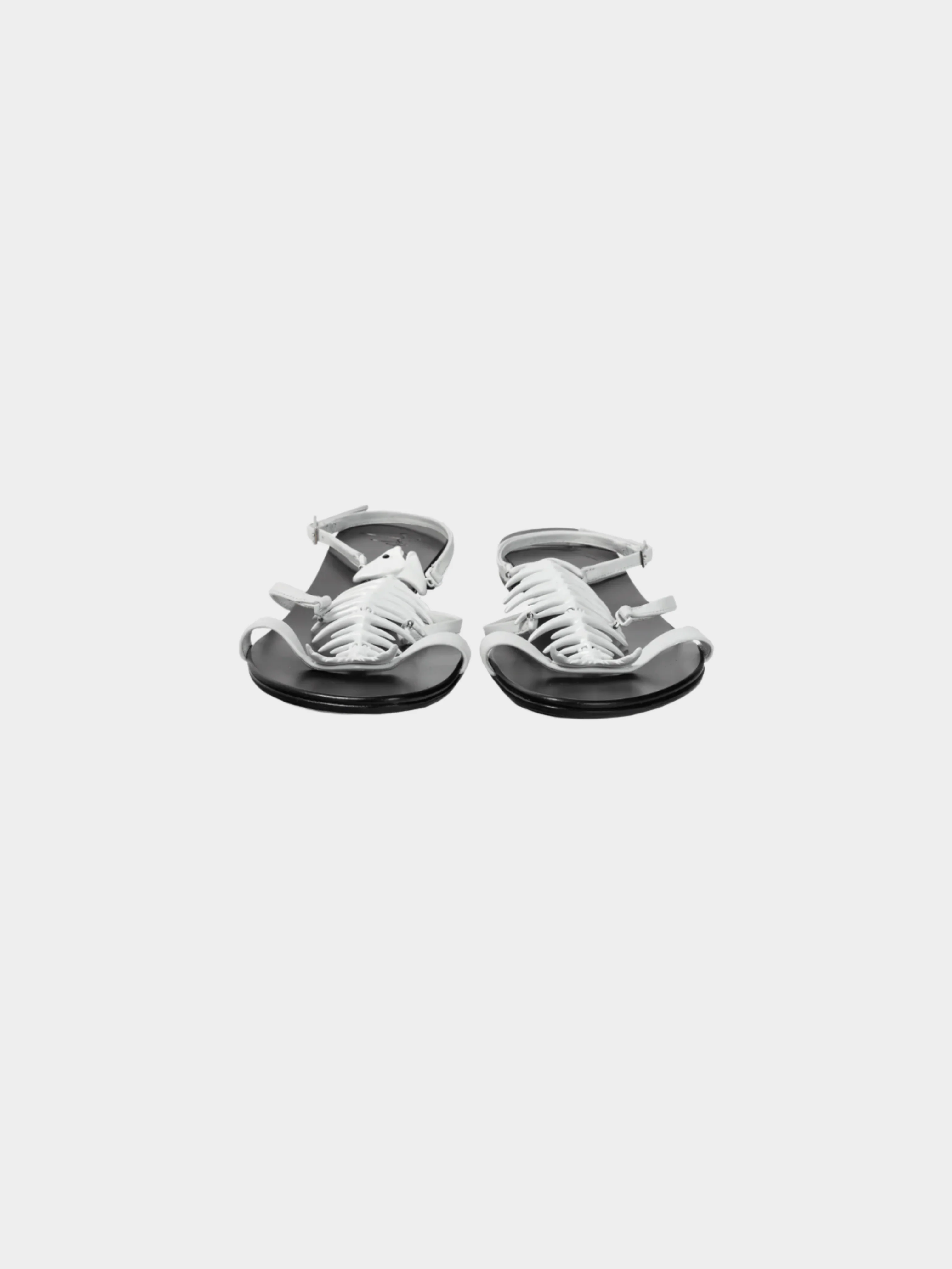 Giuseppe Zanotti 2016 White Fishbone Flat Sandals - Image 3