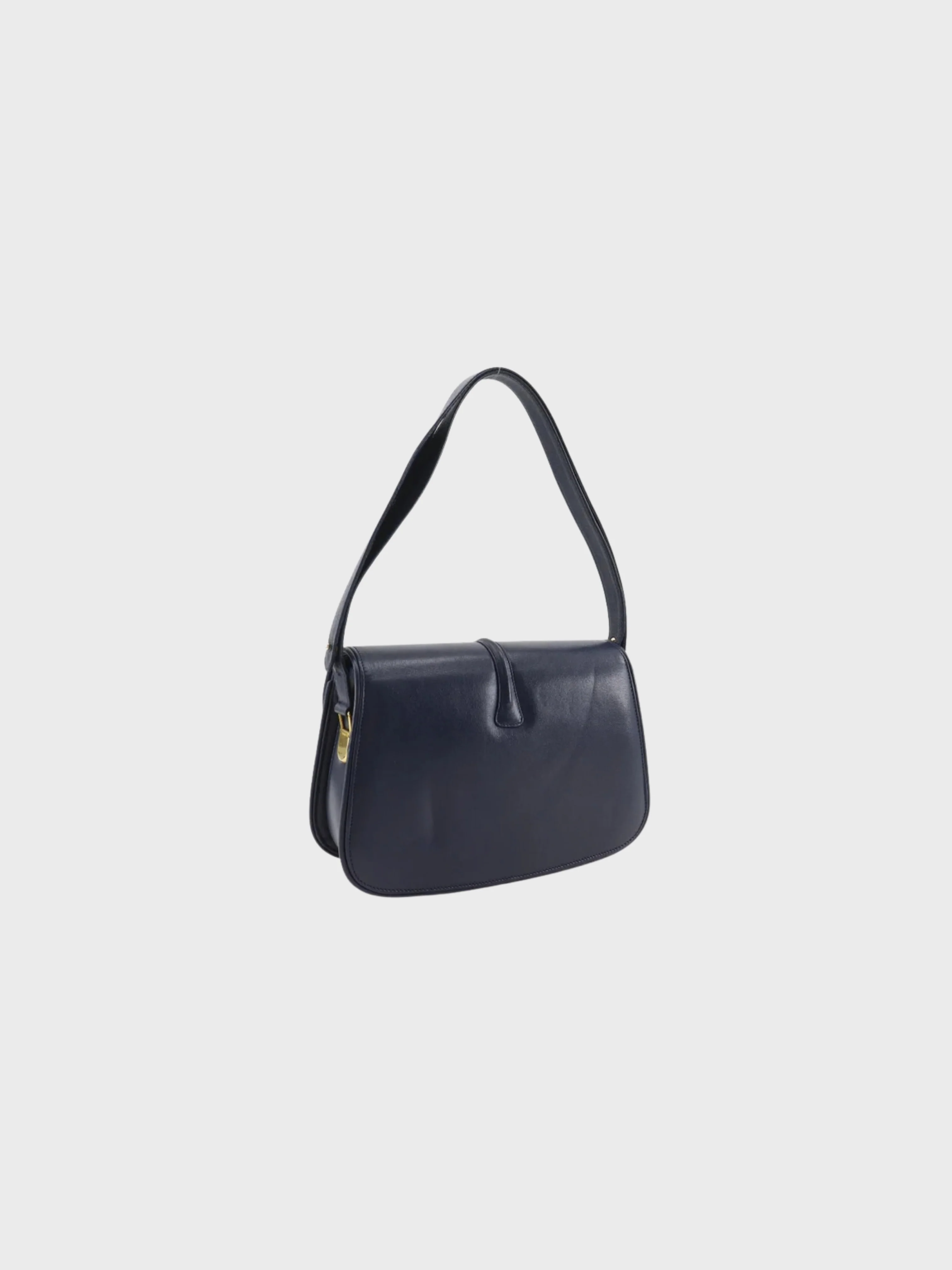 Gucci 1980s Old Gucci Navy Calfskin Shoulder Bag - Image 3