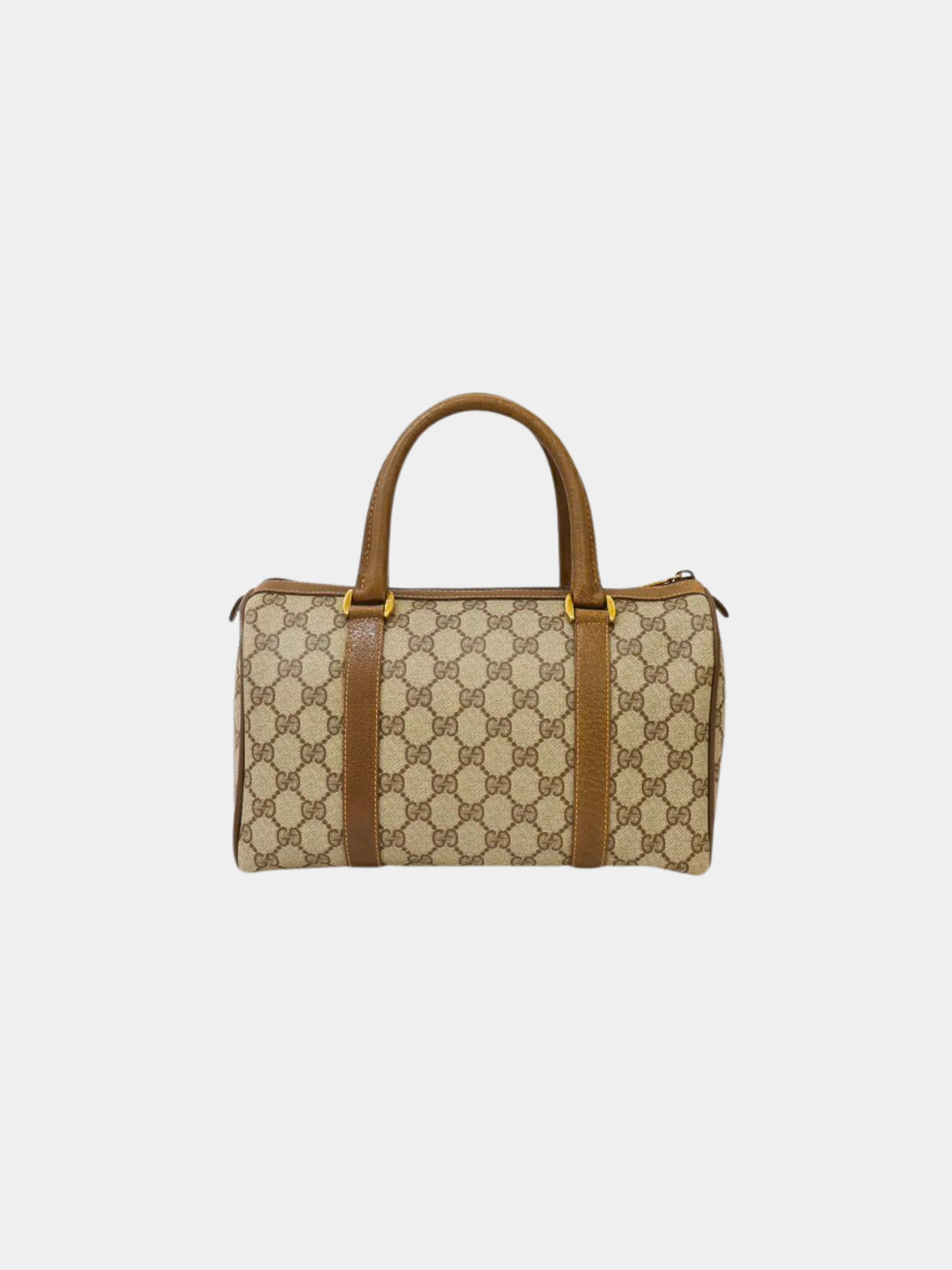 Gucci 1990s Beige and Brown Sherry Line GG Boston Bag - Image 2
