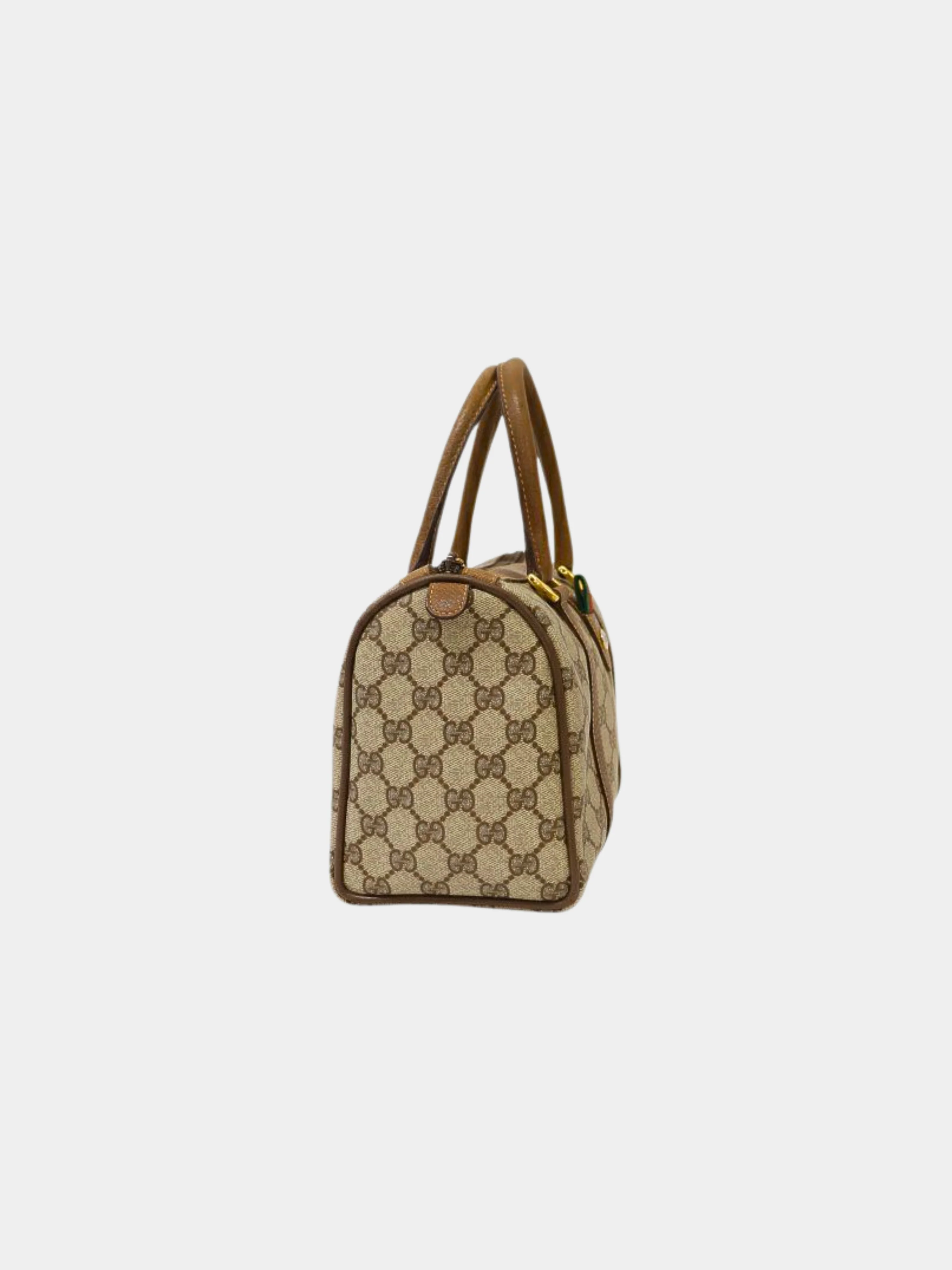 Gucci 1990s Beige and Brown Sherry Line GG Boston Bag - Image 3