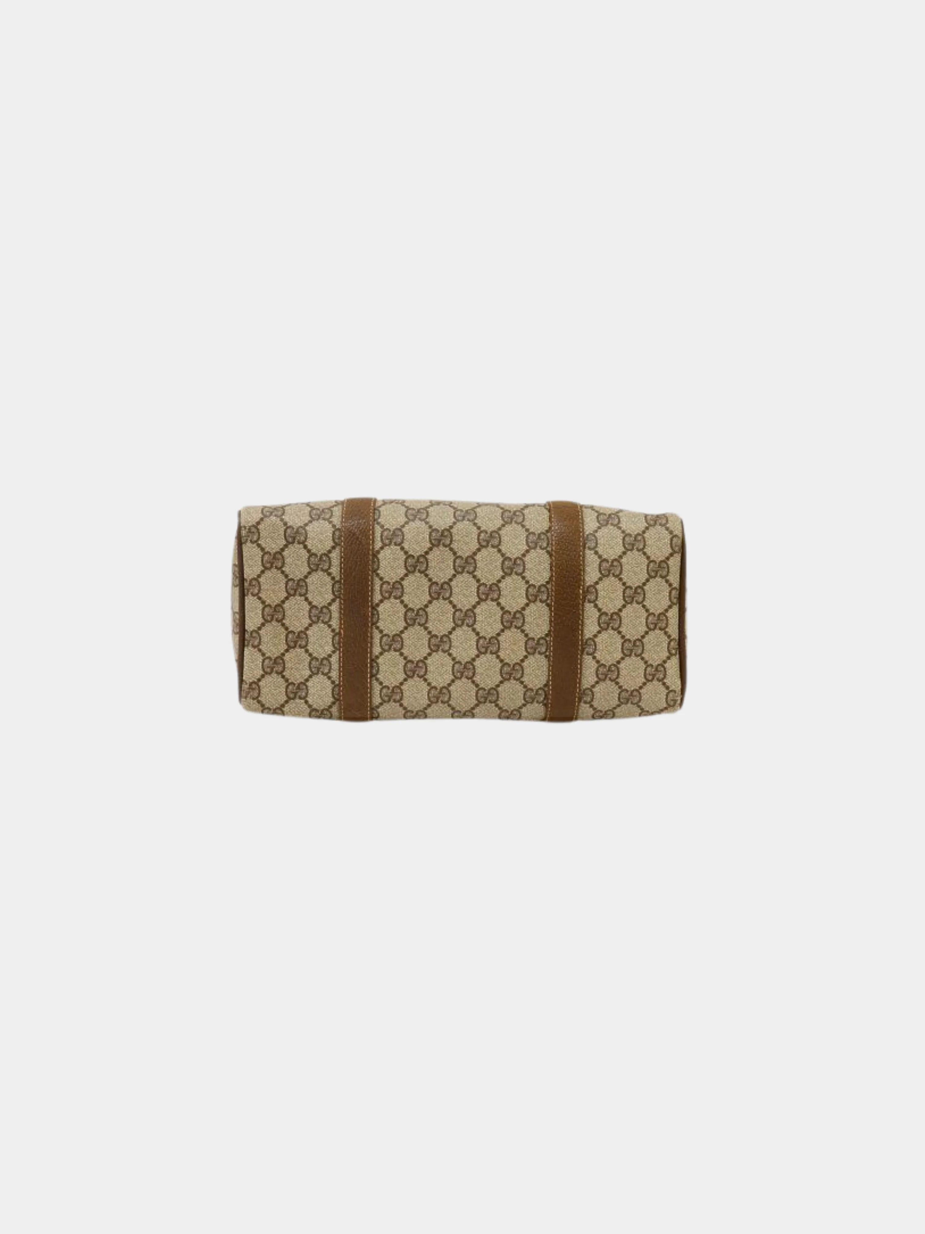 Gucci 1990s Beige and Brown Sherry Line GG Boston Bag - Image 4