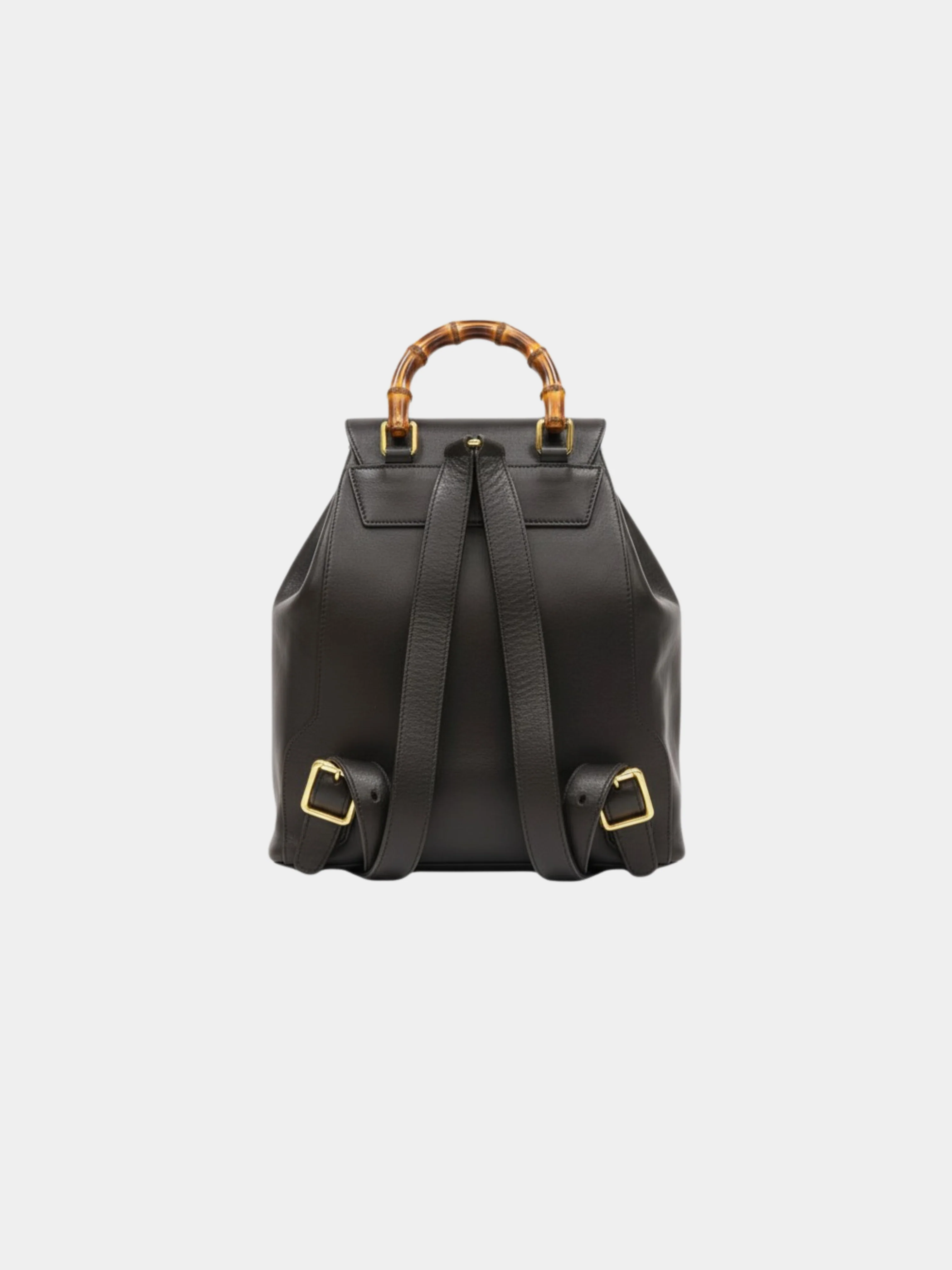 Gucci 1990s Black Bamboo Leather Backpack - Image 2