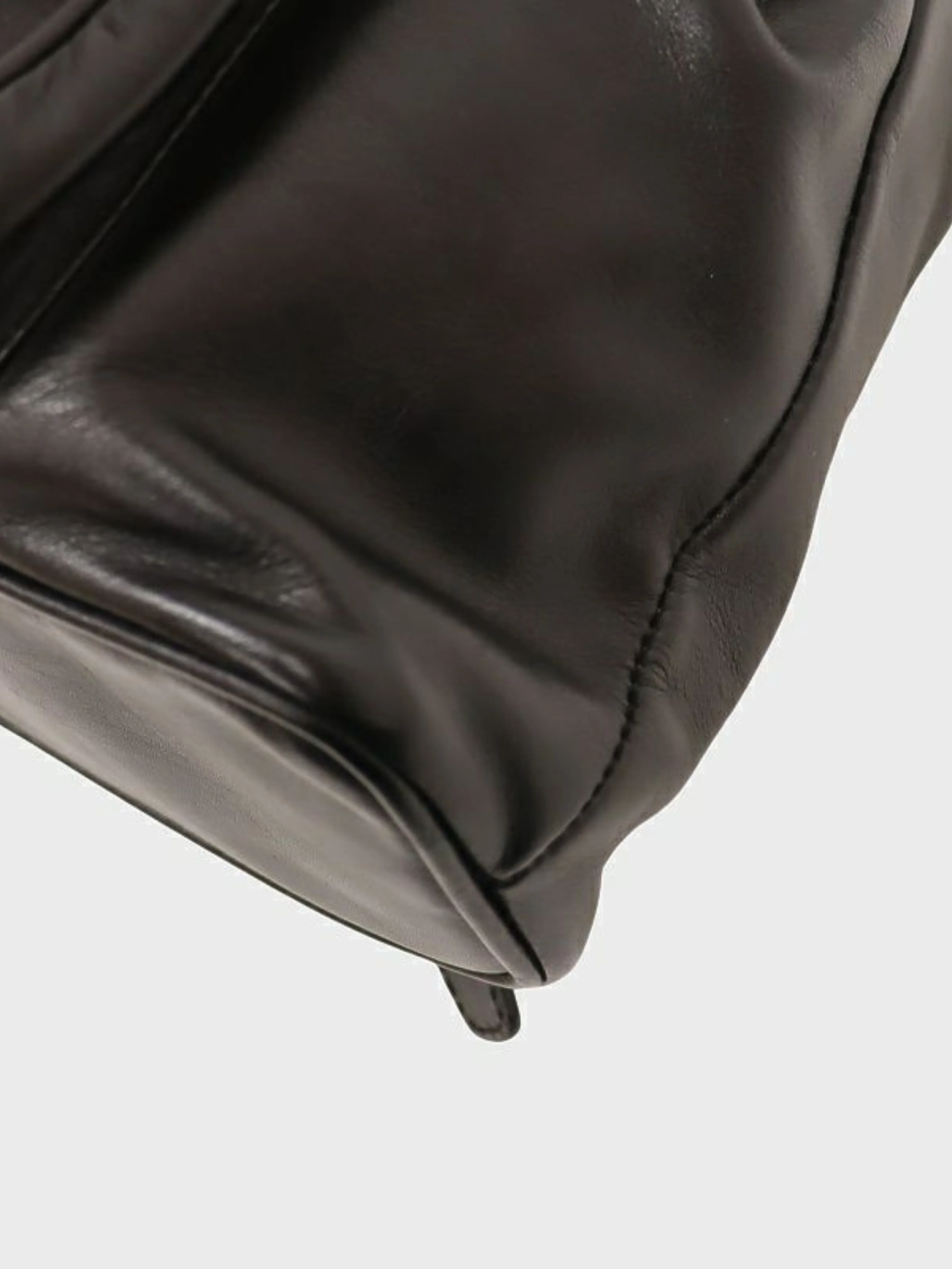 Gucci 1990s Black Bamboo Leather Backpack - Image 5