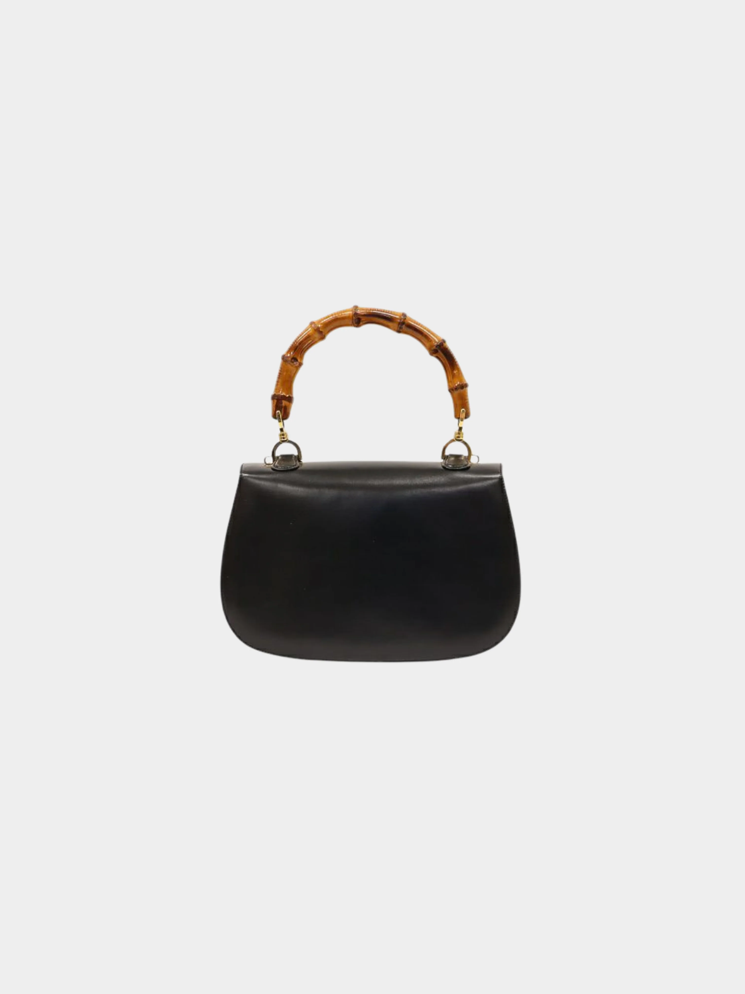 Gucci 1990s Black Bamboo Turn-Lock Two-Way Bag - Image 2