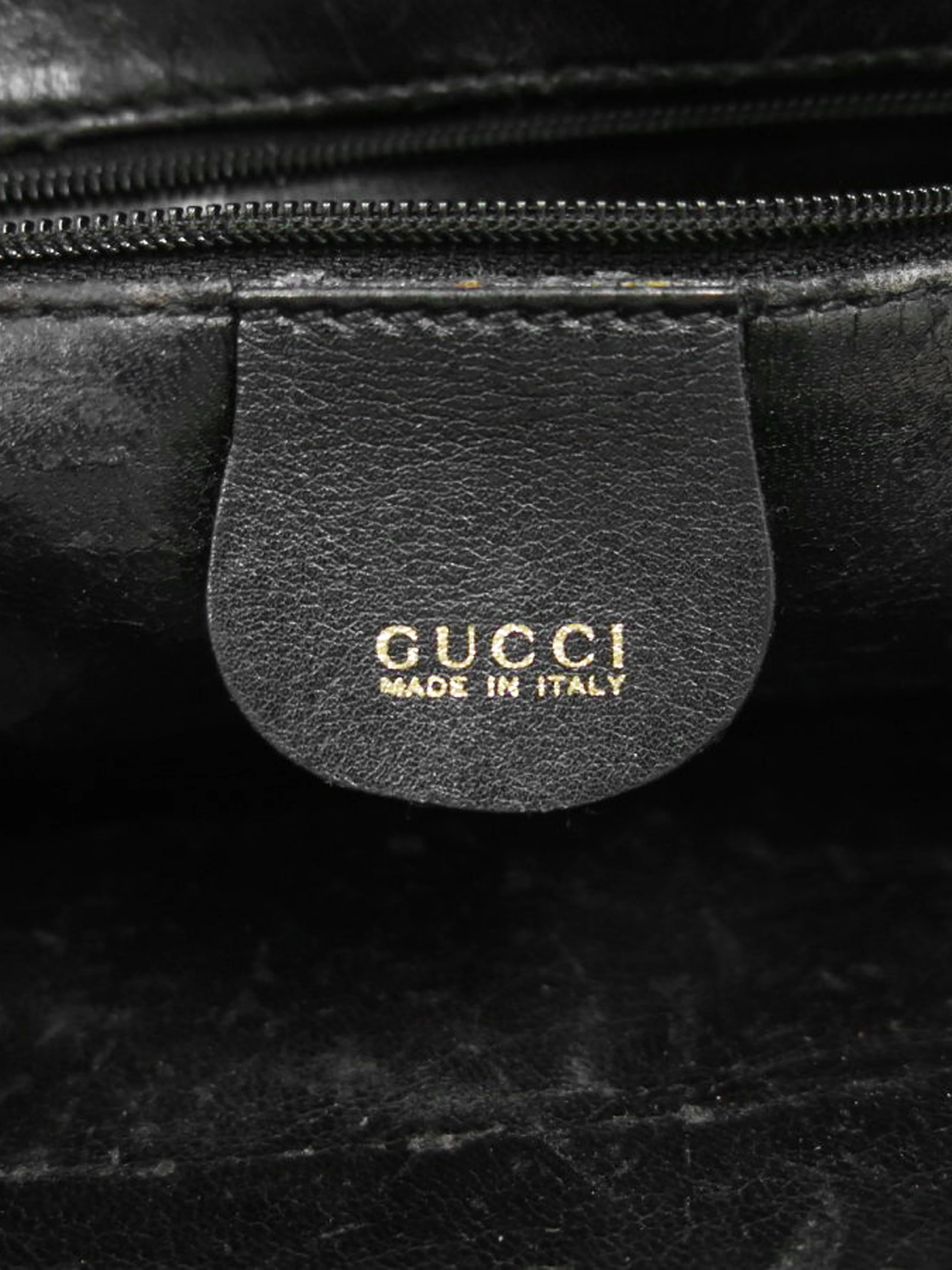 Gucci 1990s Black Leather Bamboo Top Handle Bag - Image 7
