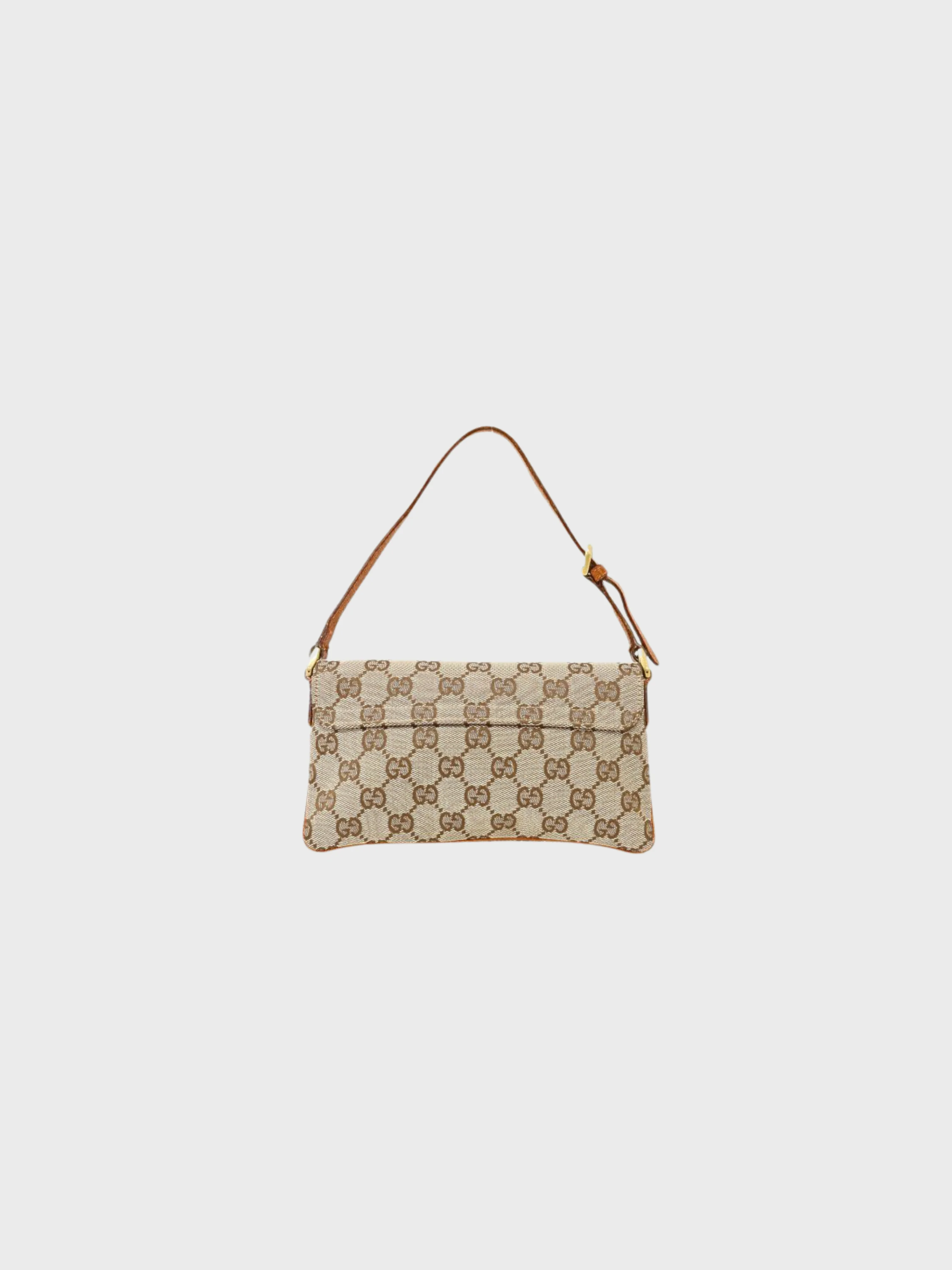Gucci 2000s Beige Brown Canvas Leather GG Studs Shoulder Bag - Image 2