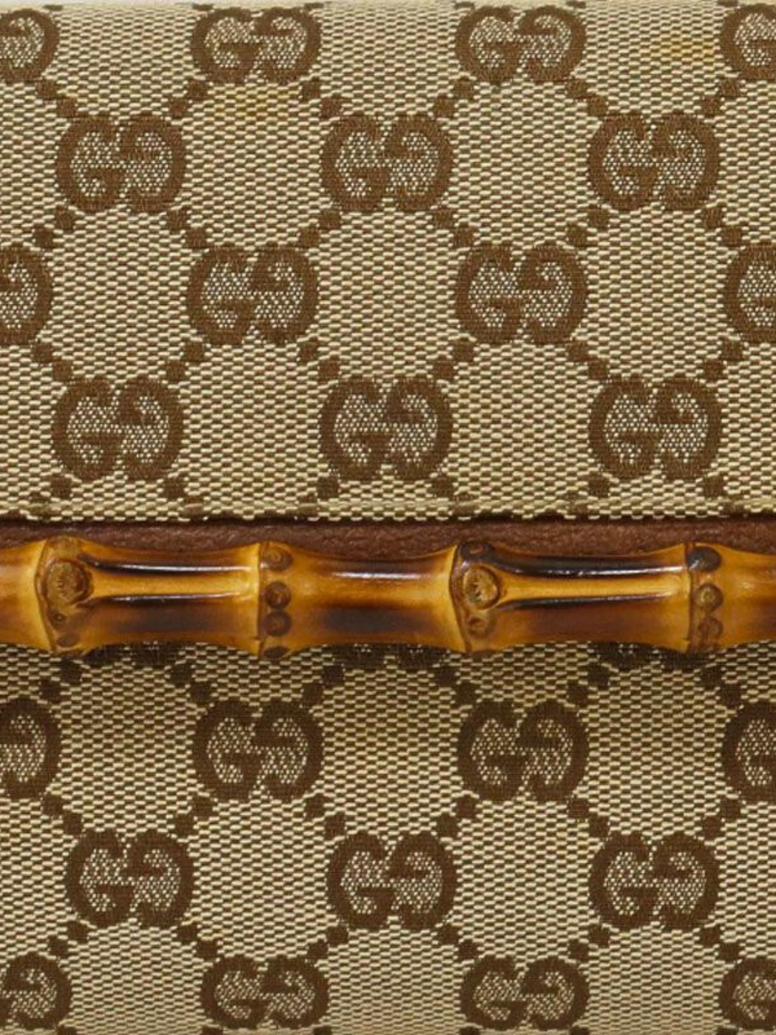 Gucci 2000s Beige Brown GG Bamboo Shoulder Bag - Image 8