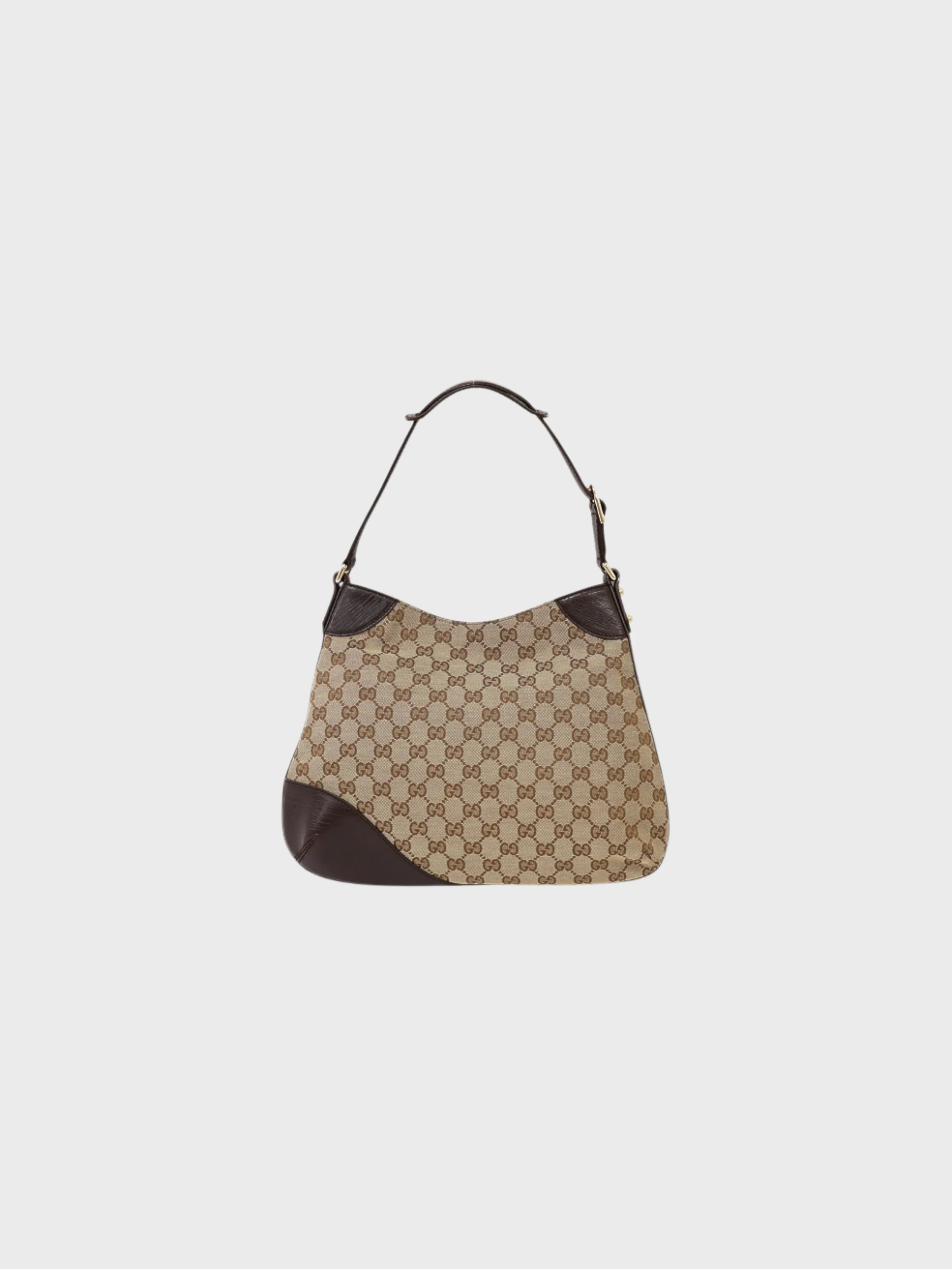 Gucci 2000s Beige Brown GG Canvas Horsebit One Shoulder Bag - Image 2