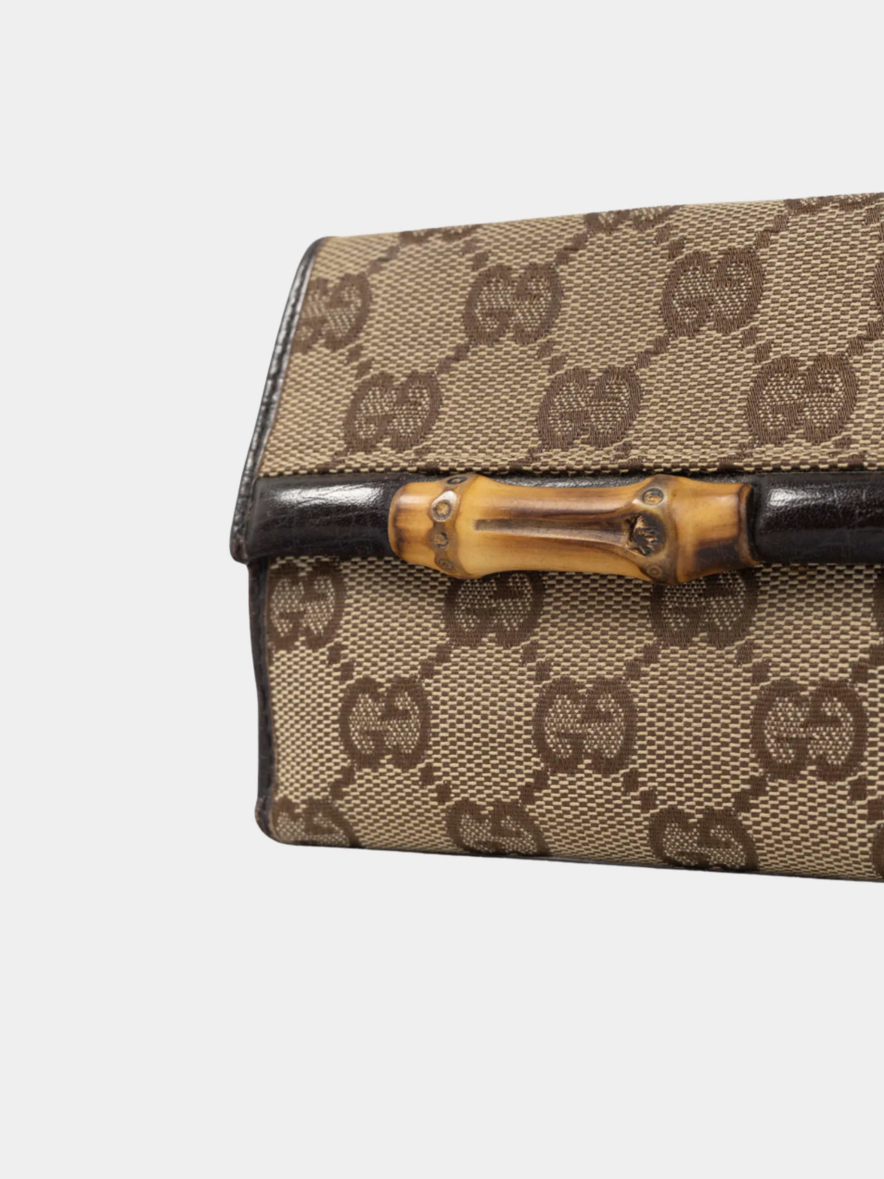 Gucci 2000s Beige GG Canvas Bamboo Bifold Wallet - Image 3