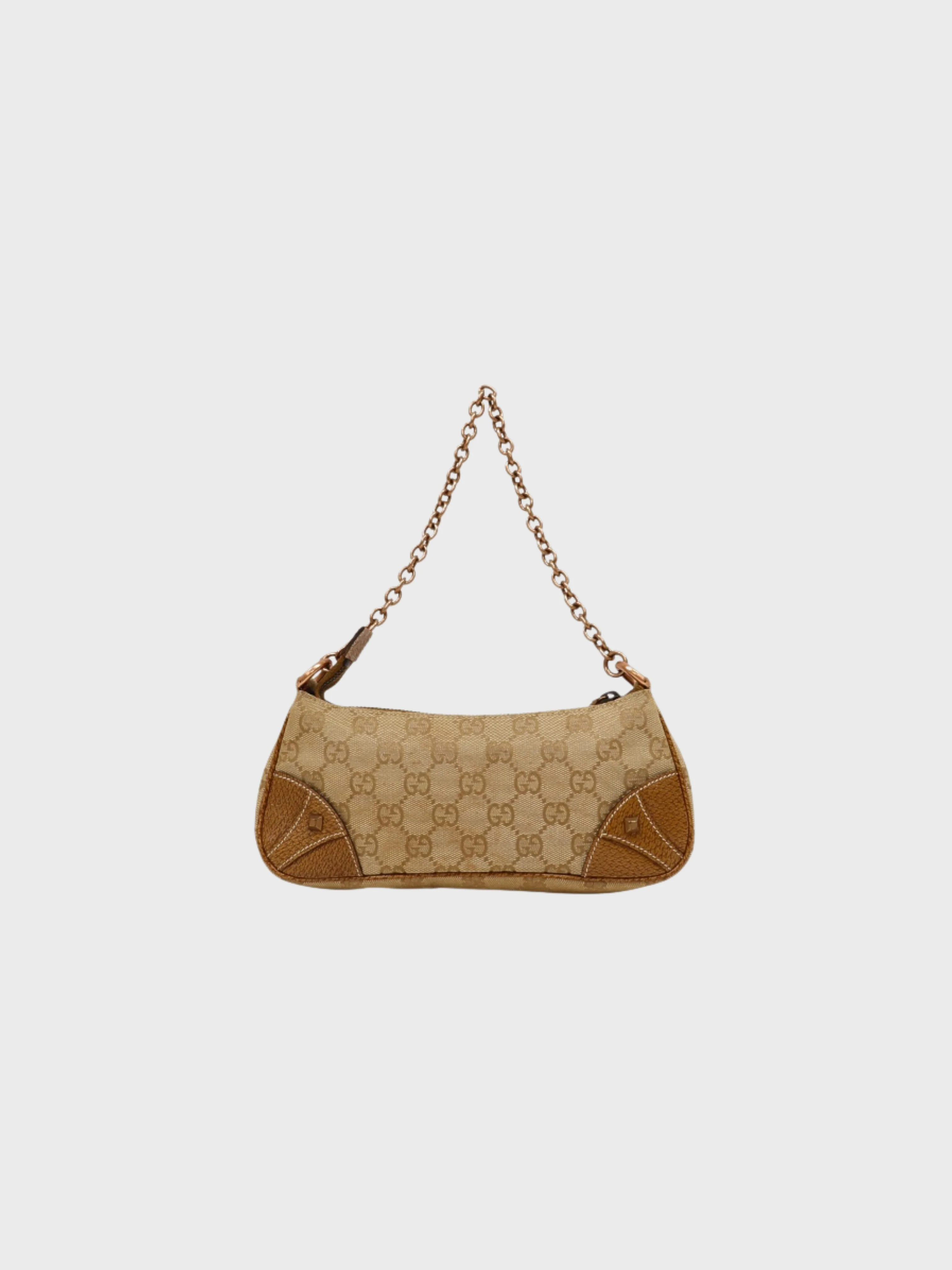 Gucci 2000s Beige GG Canvas Chain One-Shoulder Bag - Image 2