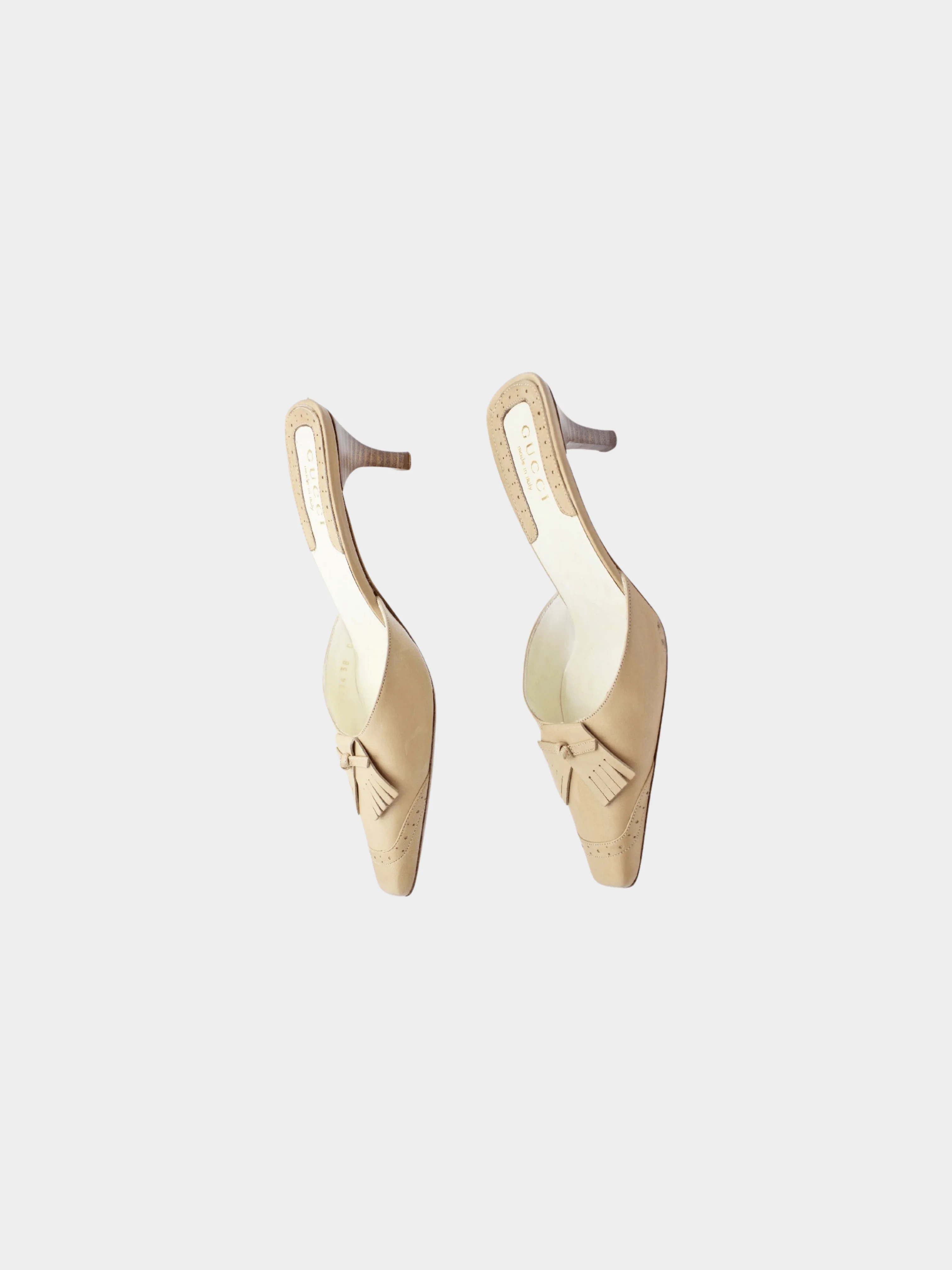 Gucci 2000s Beige Kitten Mule - Image 3