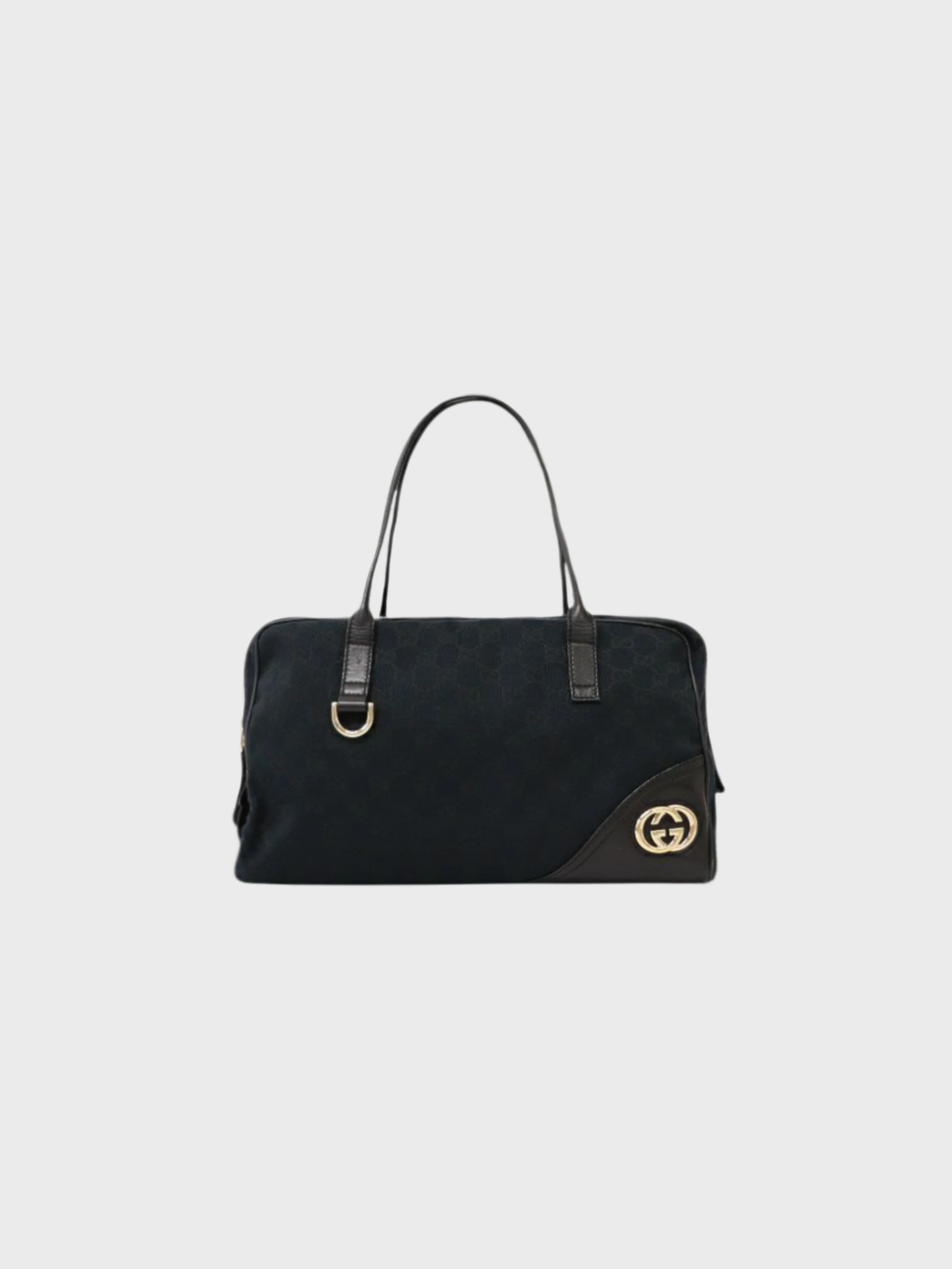 Gucci 2000s Black Canvas Leather GG Handbag