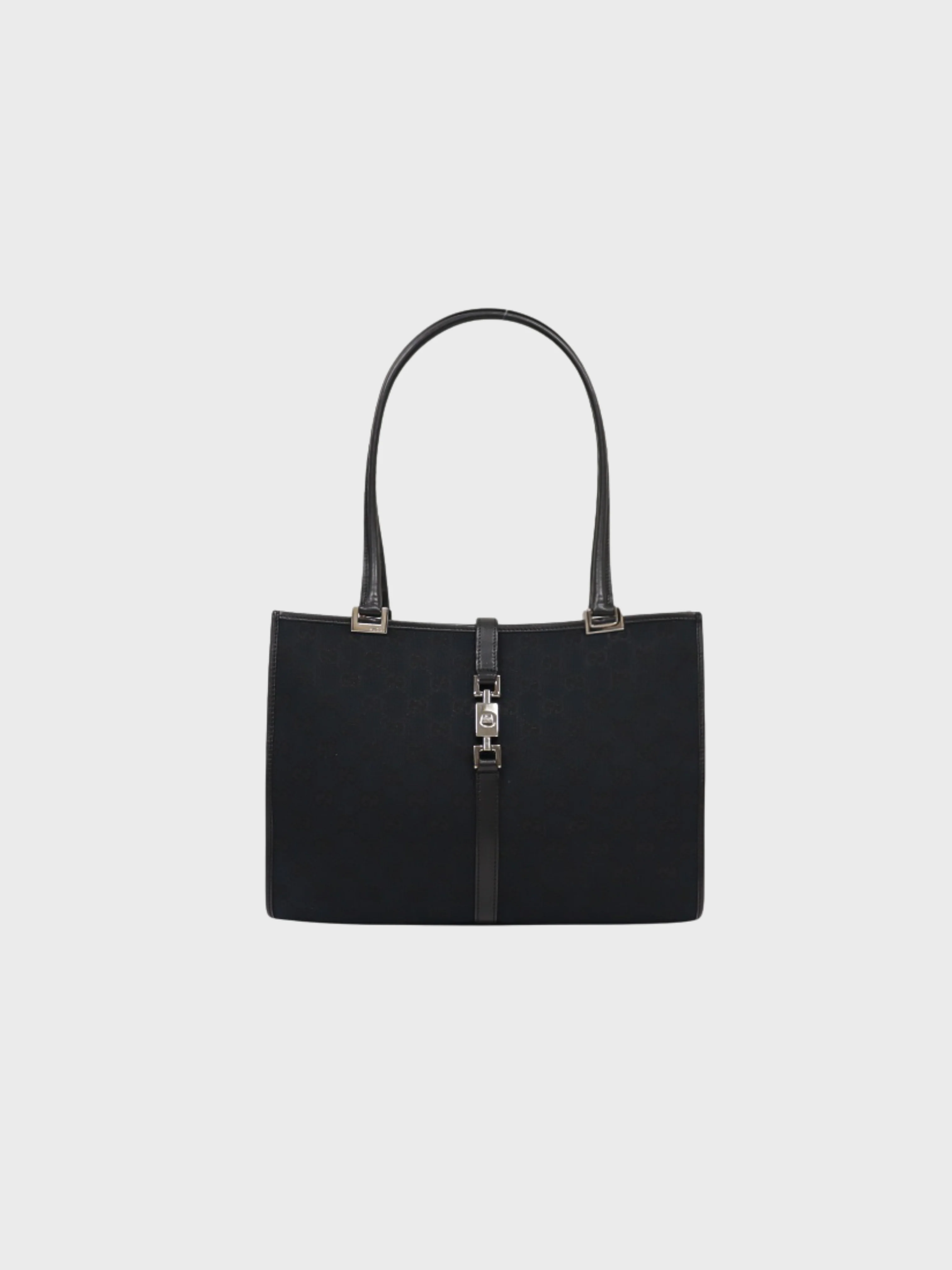 Gucci 1990s Black GG Canvas Jackie Handbag
