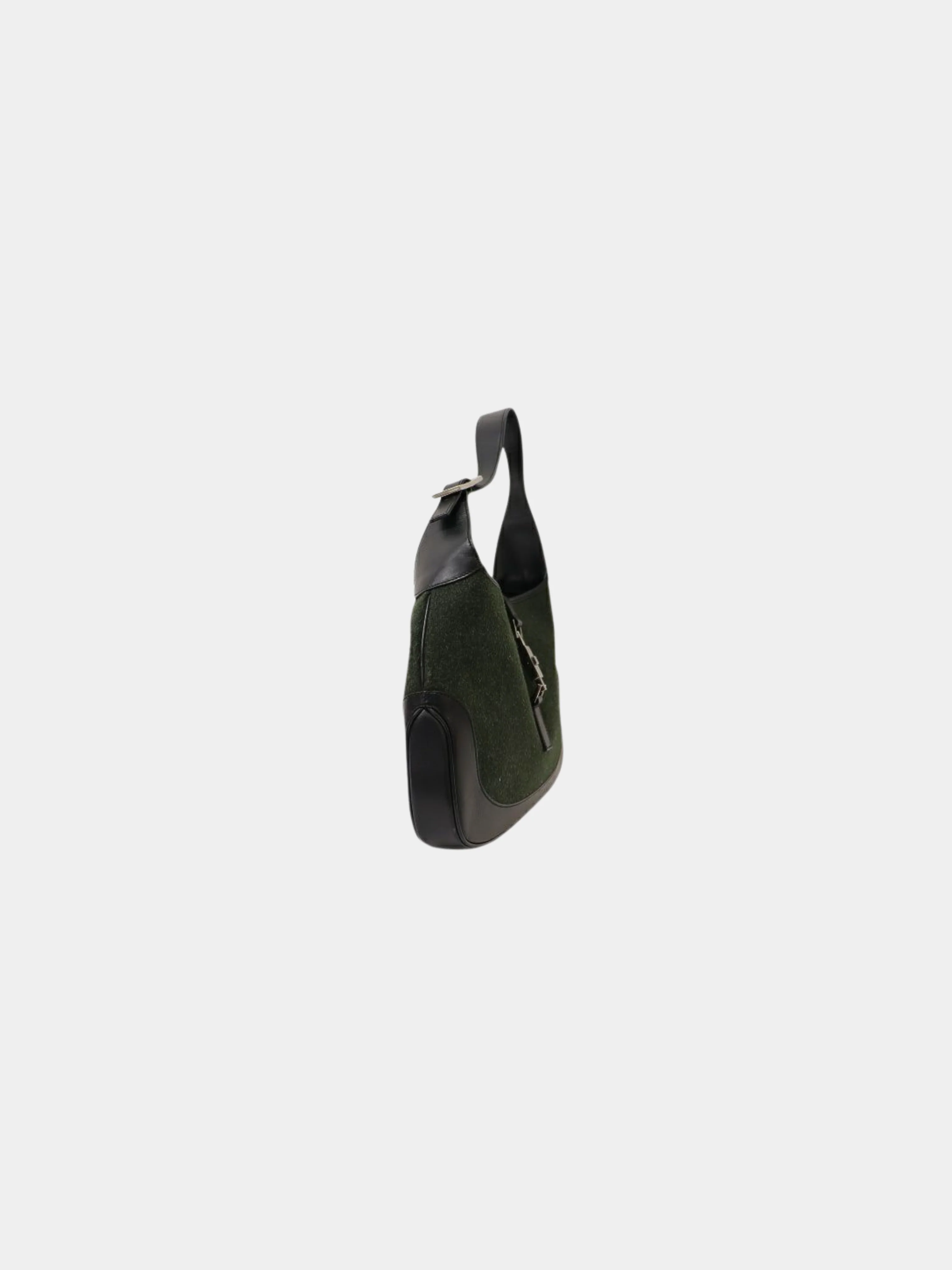 Gucci 2000s Black Khaki Wool Jackie One-Shoulder Bag - Image 3