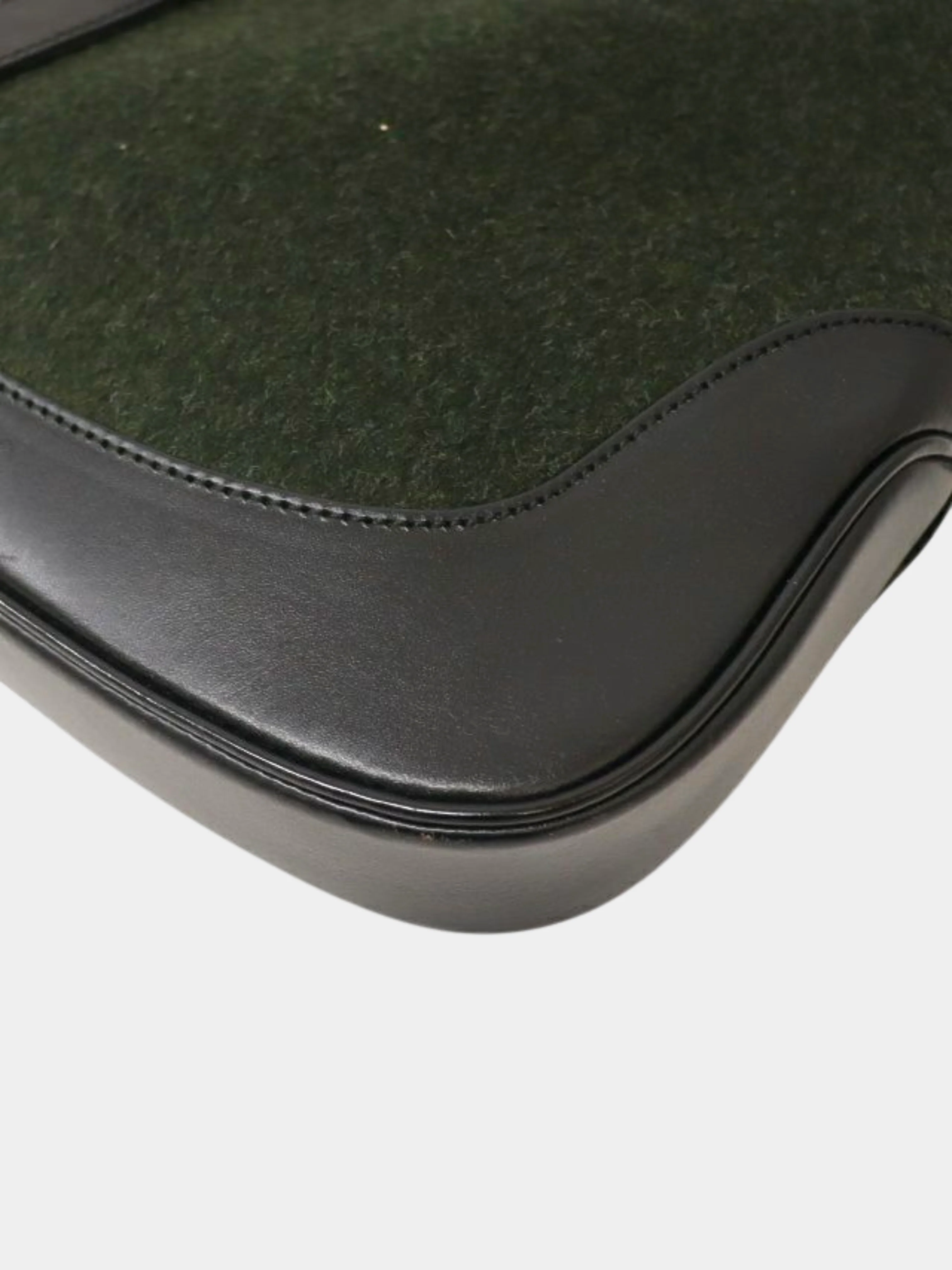 Gucci 2000s Black Khaki Wool Jackie One-Shoulder Bag - Image 5