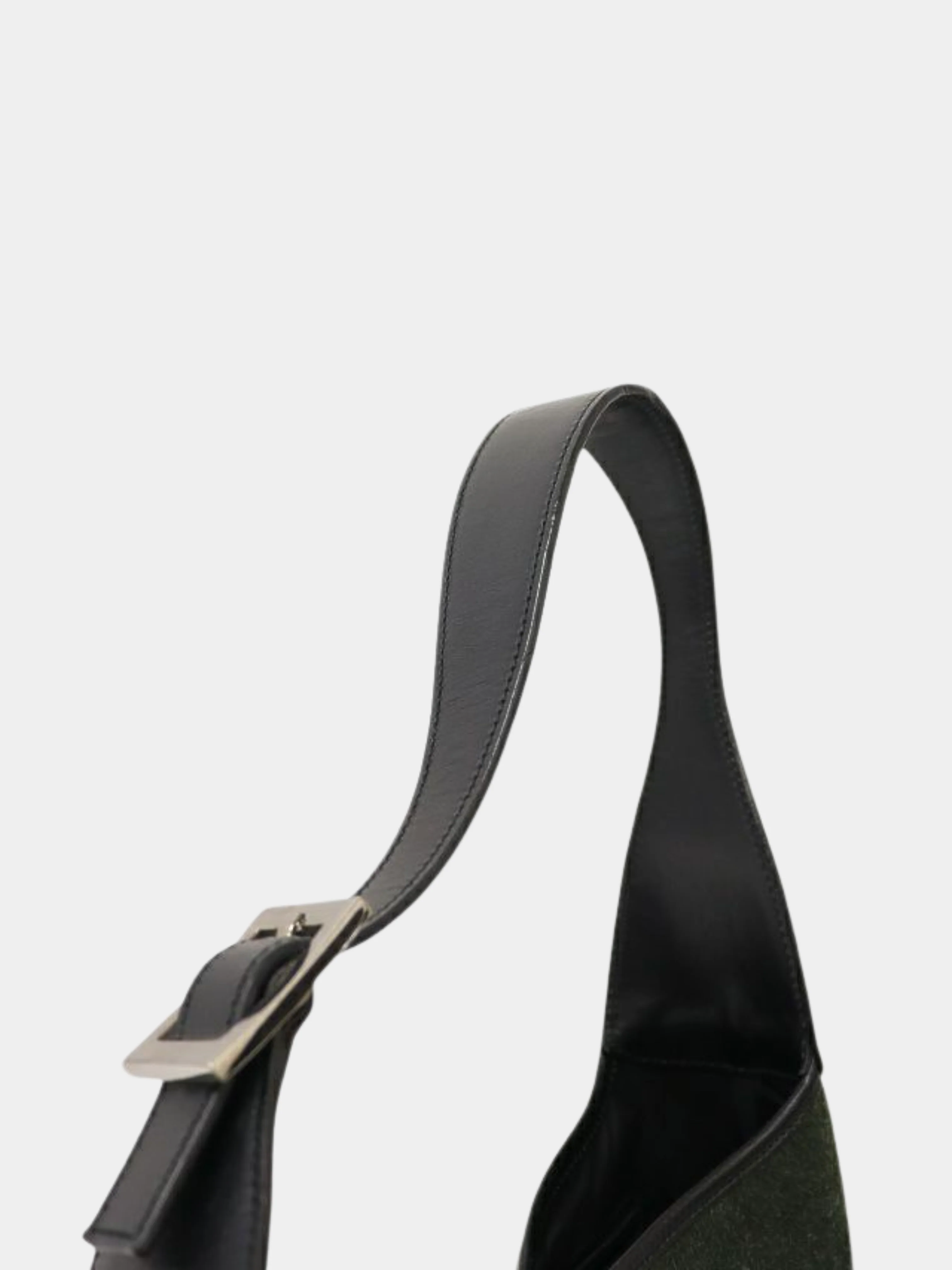Gucci 2000s Black Khaki Wool Jackie One-Shoulder Bag - Image 7