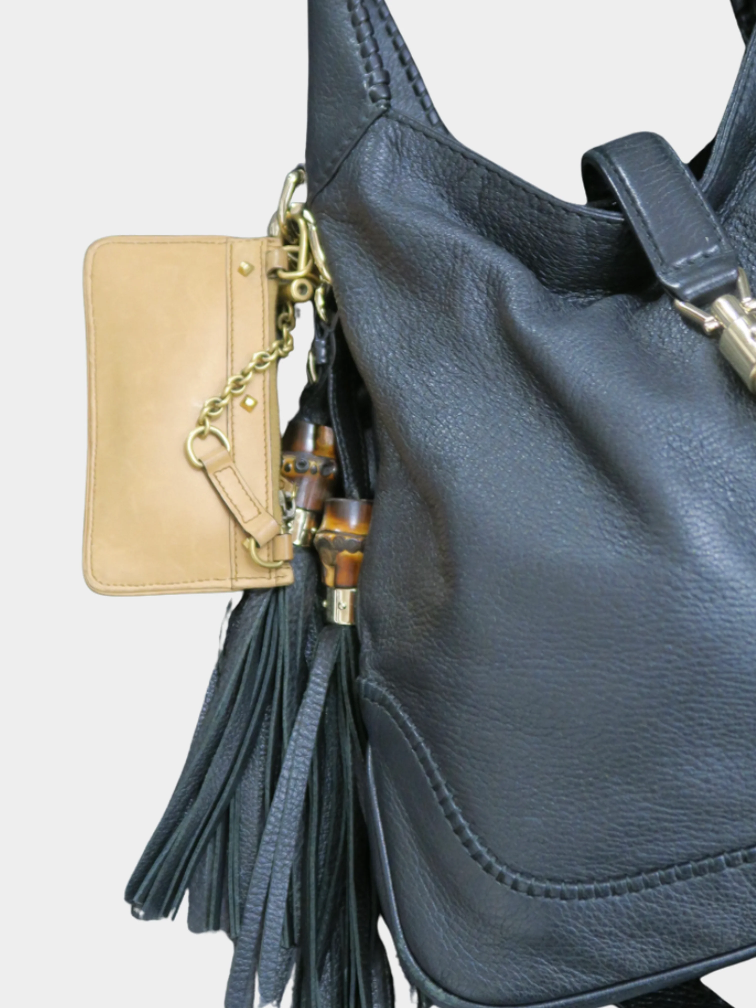 Gucci 2000s Black Pebbled Leather New Jackie Medium Shoulder Bag - Image 2