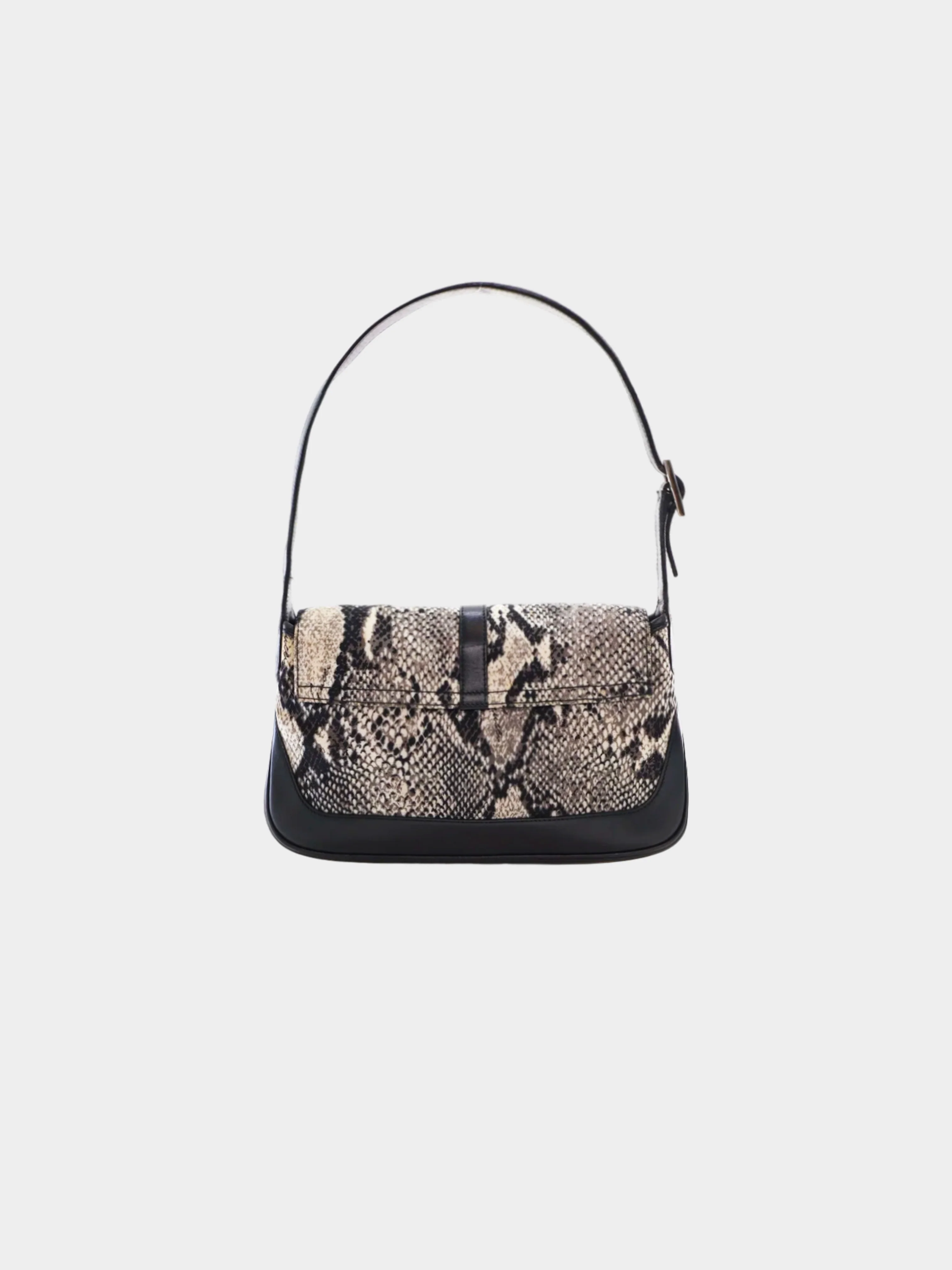 Gucci 2000s Black Python Print Canvas Jackie Hobo Bag - Image 2
