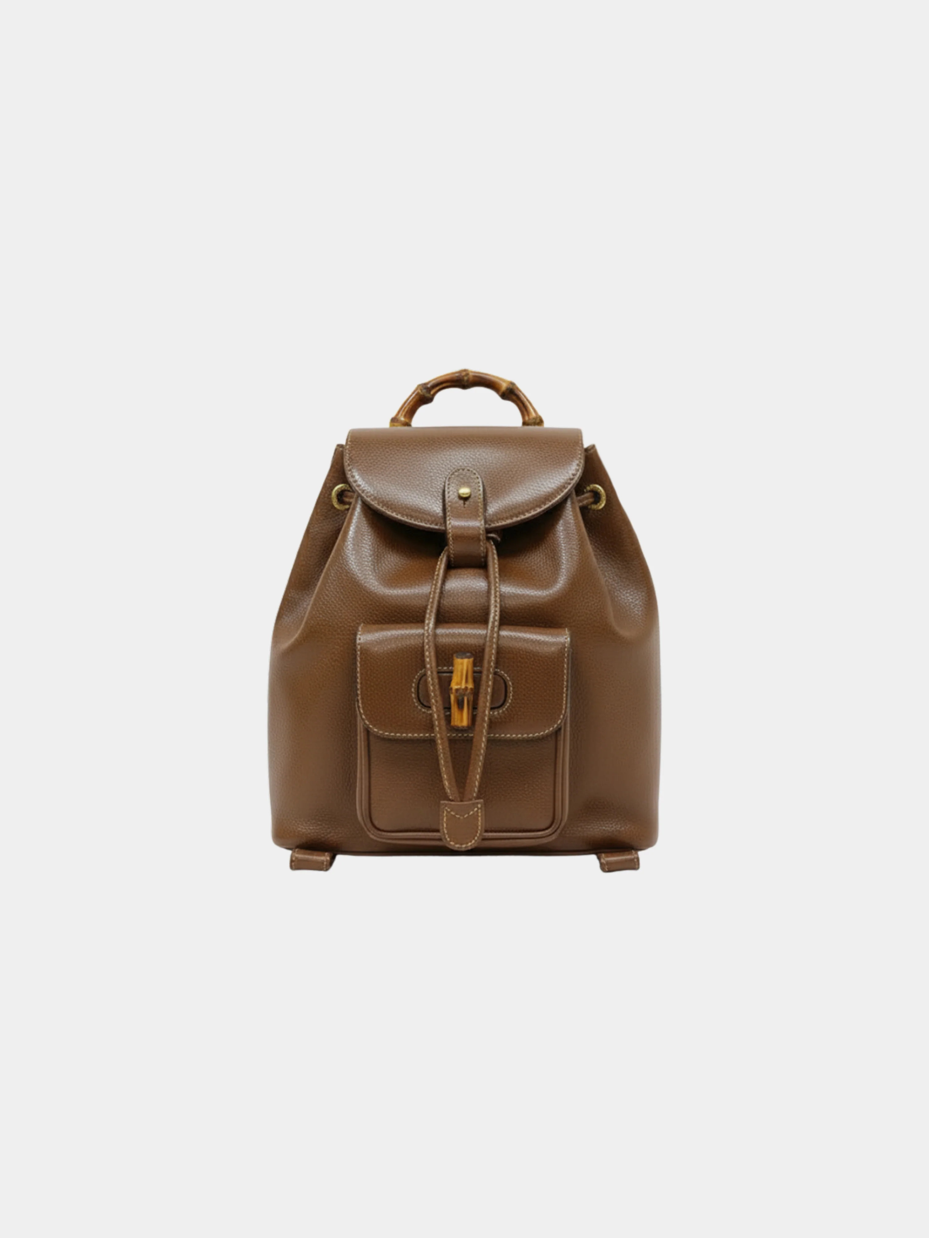 Gucci 2000s Brown Bamboo Leather Backpack