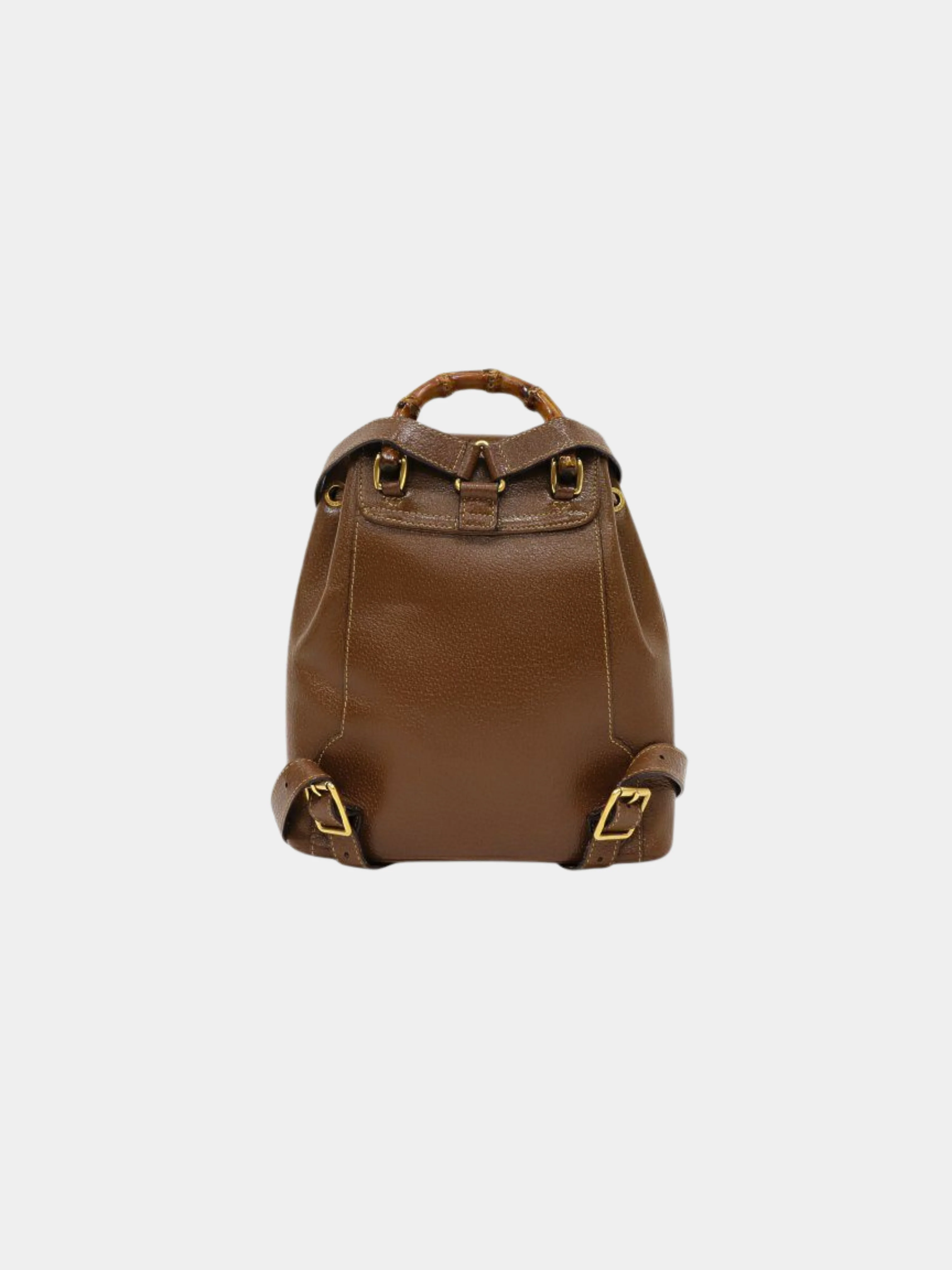 Gucci 2000s Brown Bamboo Leather Backpack - Image 2