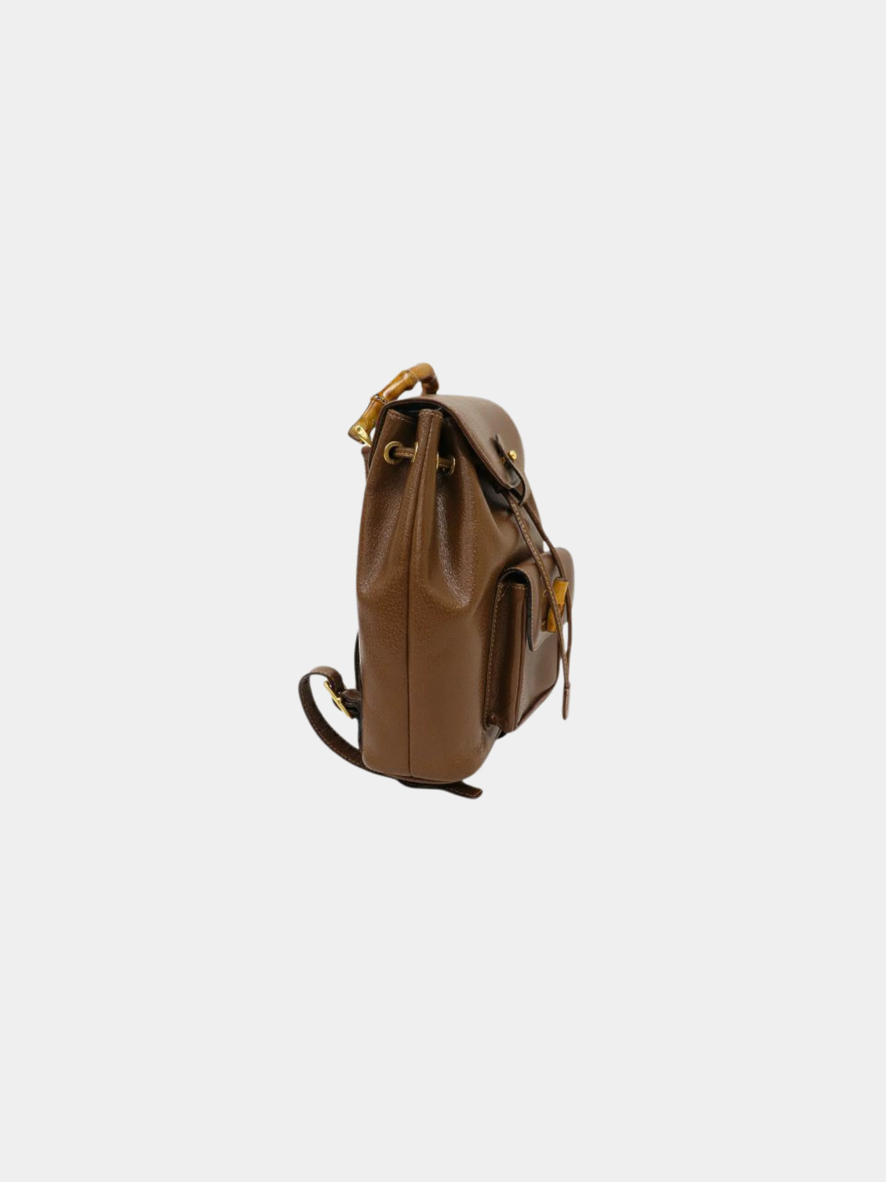 Gucci 2000s Brown Bamboo Leather Backpack - Image 3