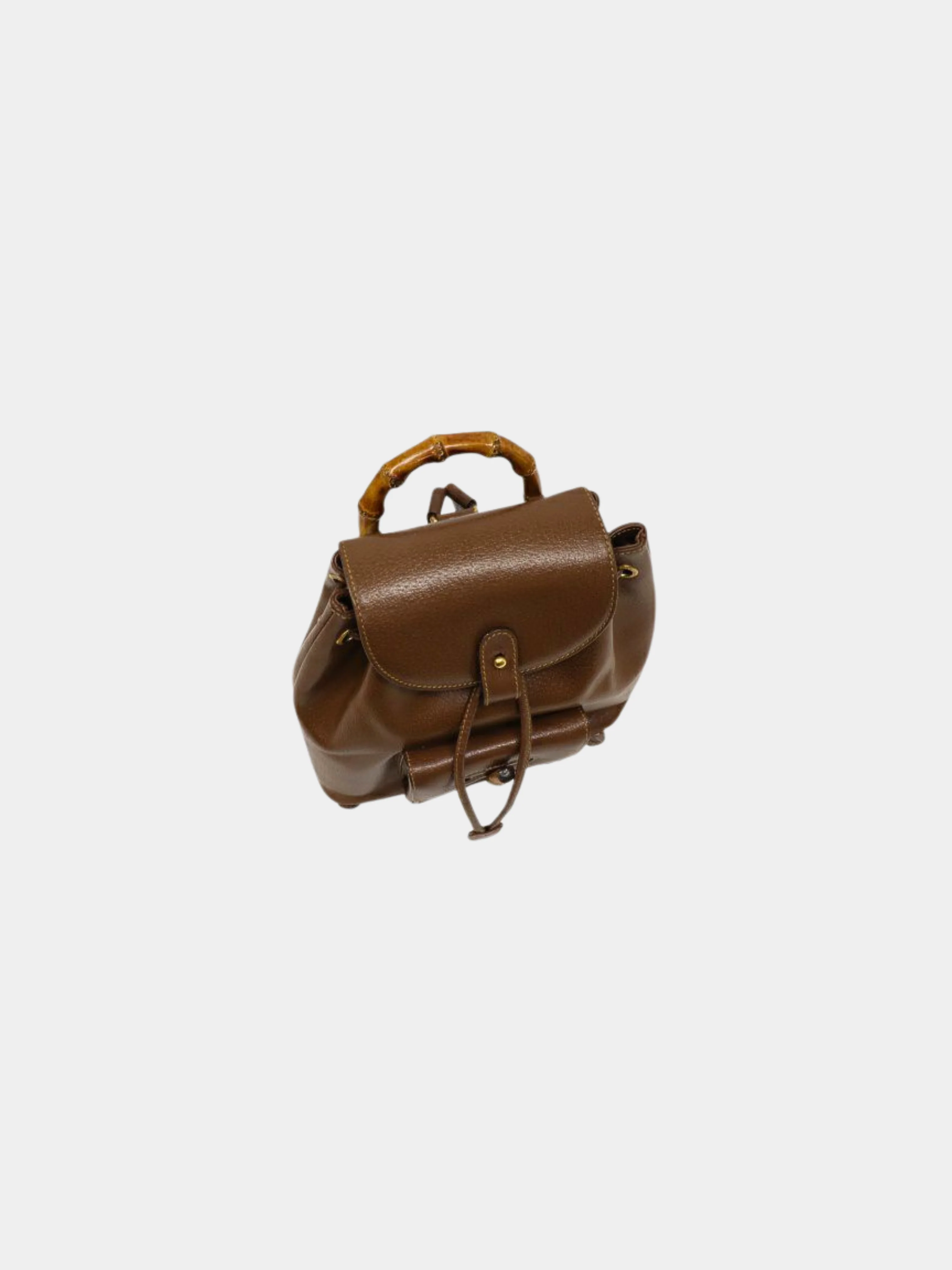 Gucci 2000s Brown Bamboo Leather Backpack - Image 6