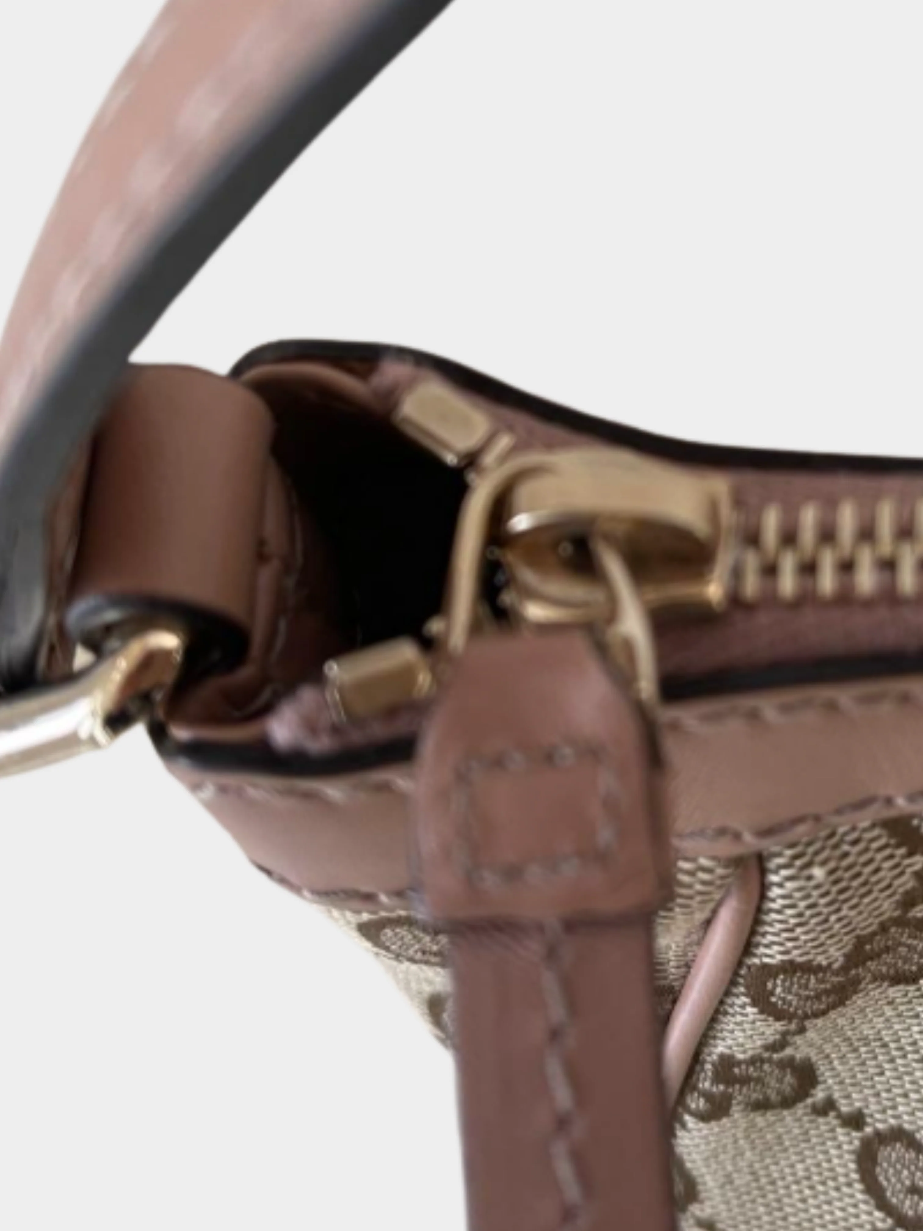 Gucci 2000s Brown GG Rosa Beige Canvas Mayfair Pochette Castaño - Image 5