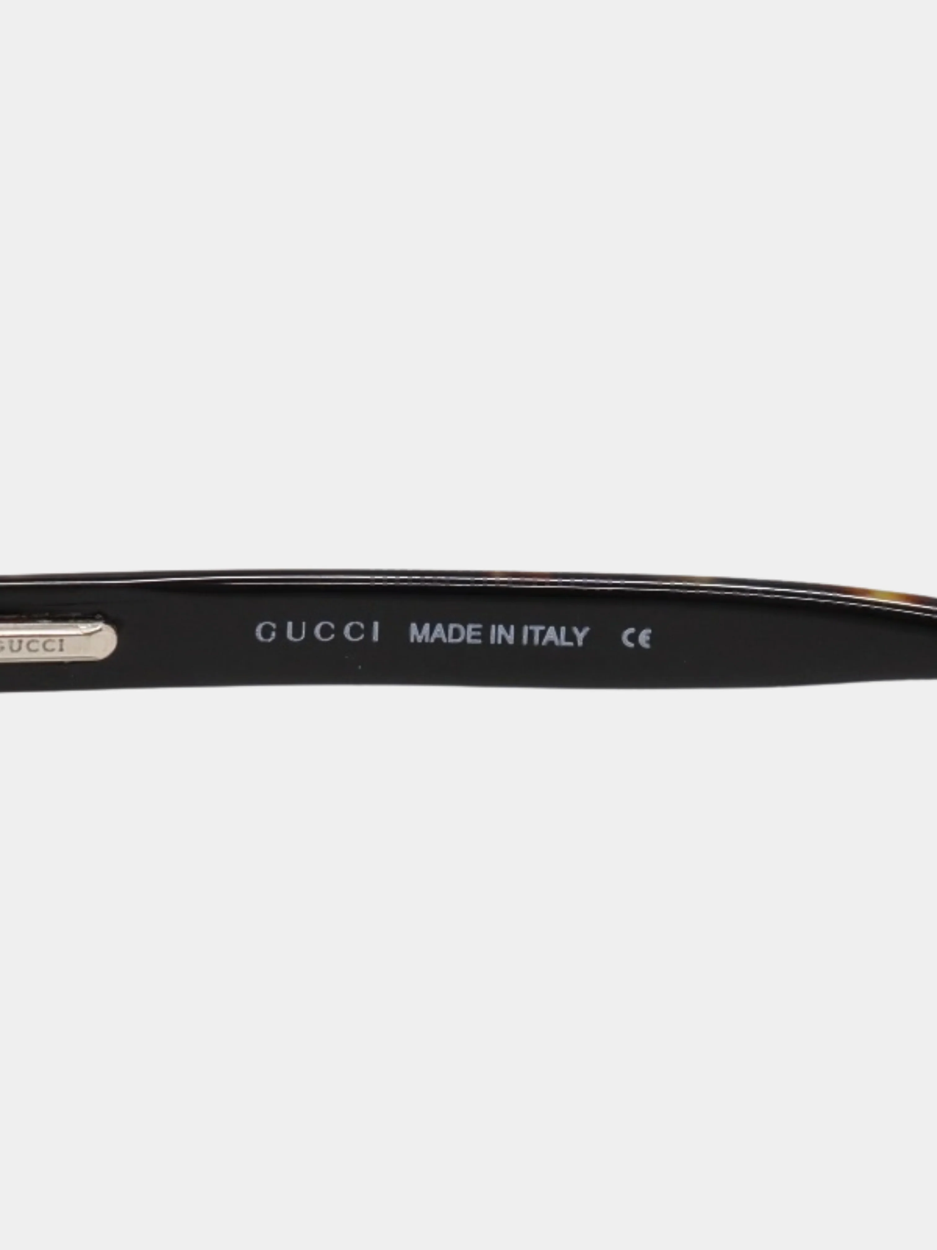 Gucci 2000s Brown Gold Plastic Logo Tortoiseshell Sunglasses - Image 5